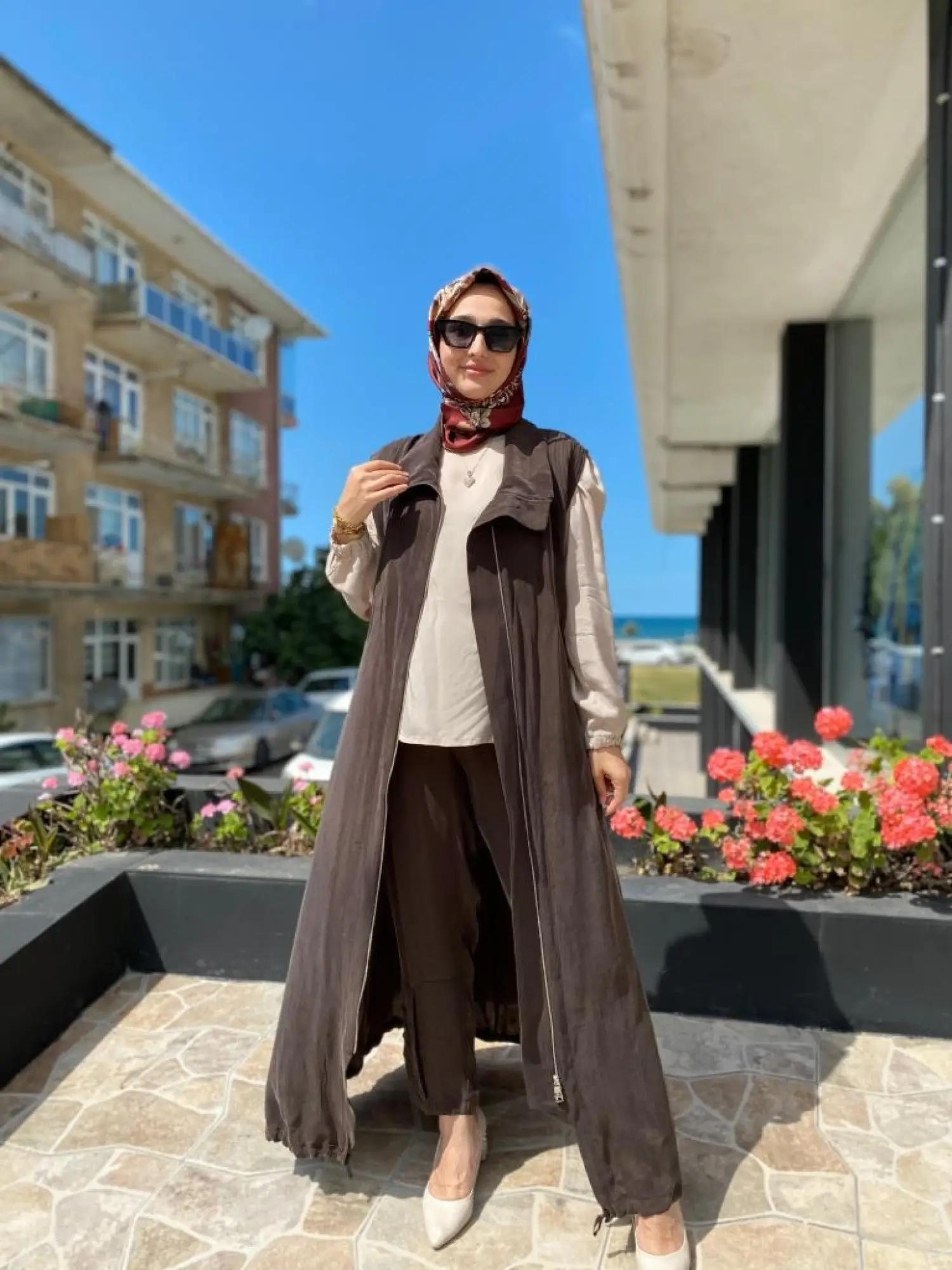 Misswhence Drape ve Fermuar Detaylı Cupra İpek Yelek 37702