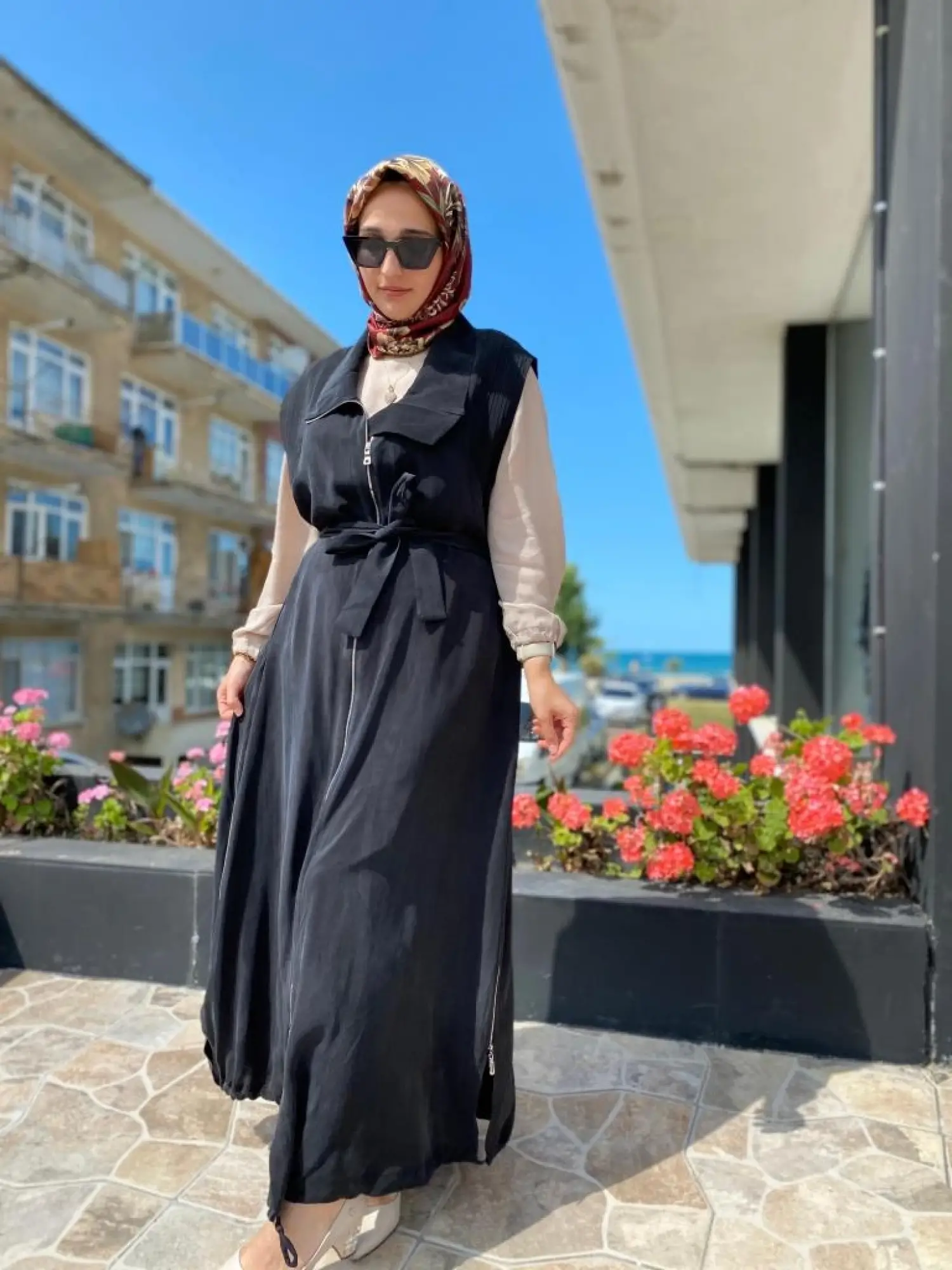 Misswhence Drape ve Fermuar Detaylı Cupra İpek Yelek 37702