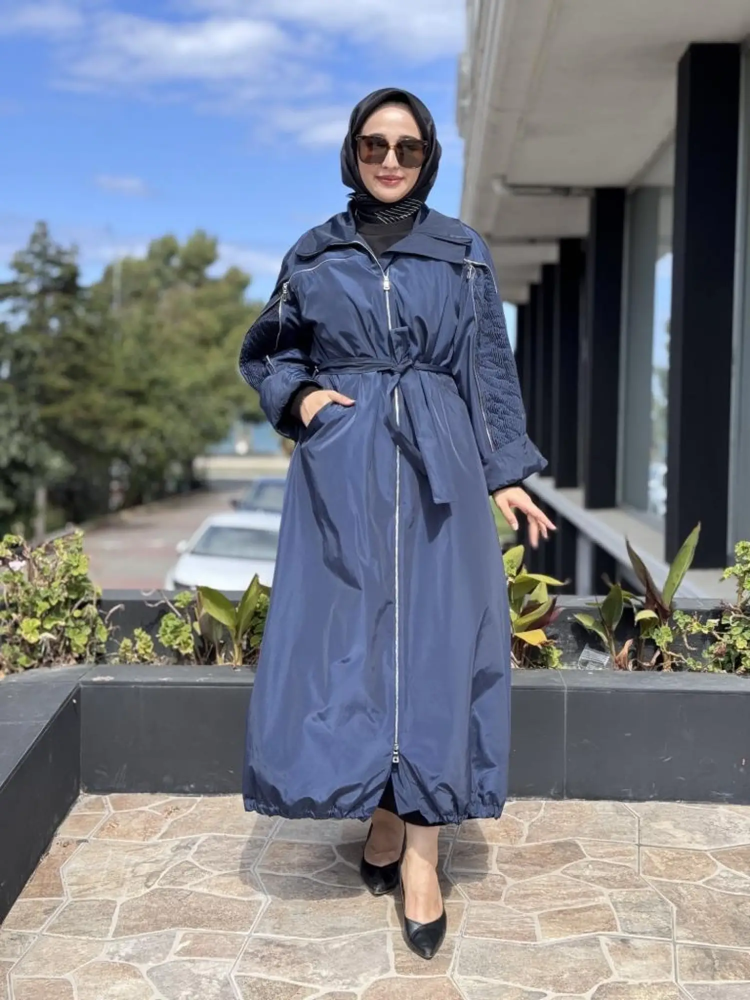 Misswhence Drape ve Fermuar Detaylı Pardesü 38506