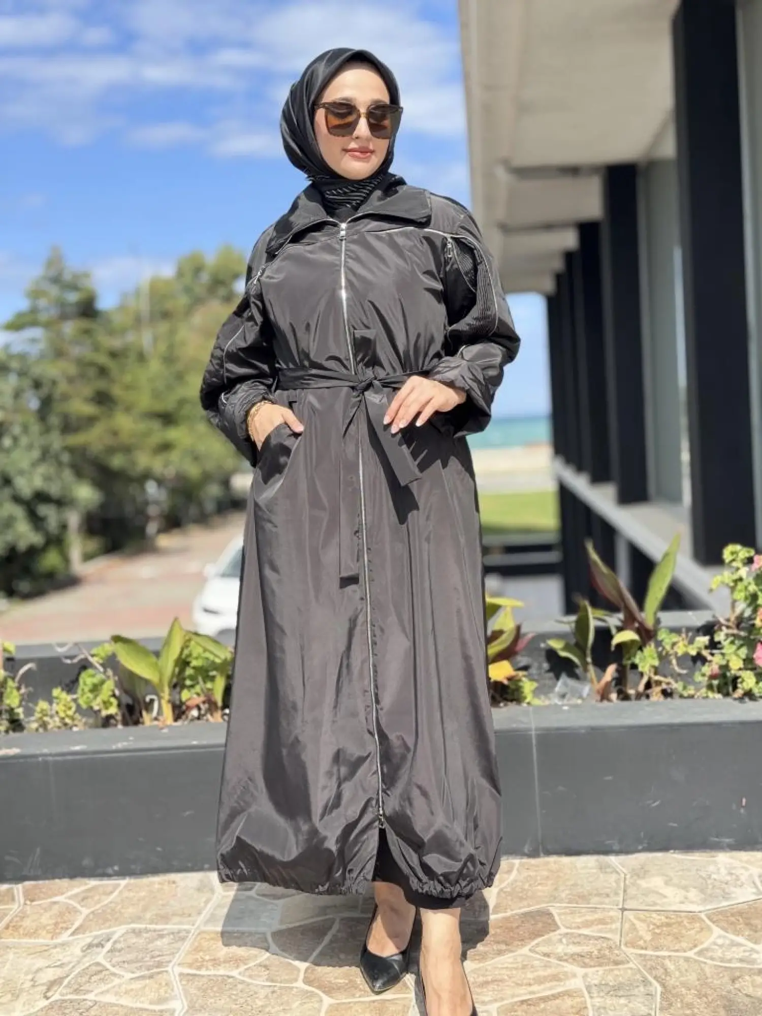 Misswhence Drape ve Fermuar Detaylı Pardesü 38506