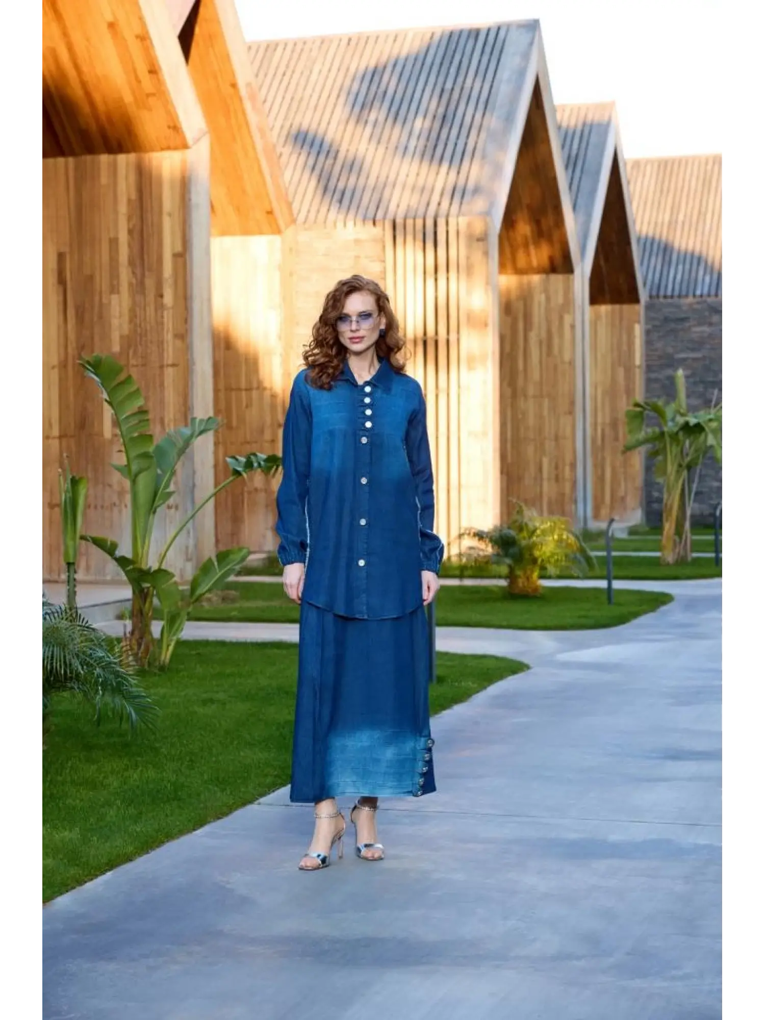 Misswhence Düğme Detaylı Denim Etek Takım 37304