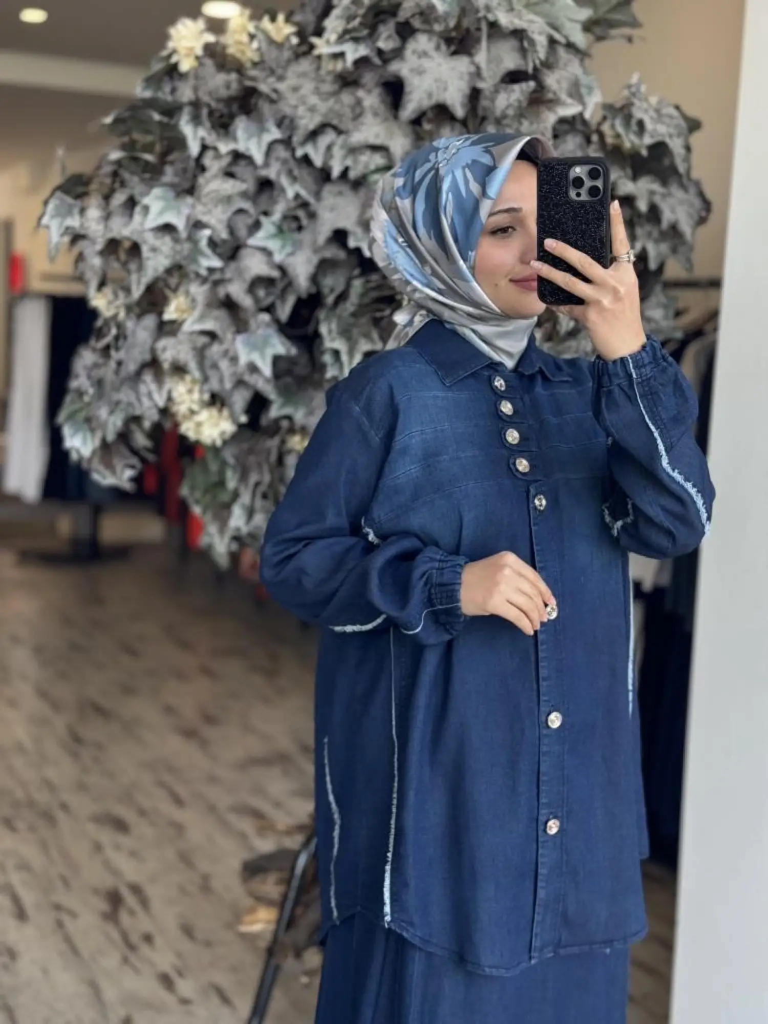 Misswhence Düğme Detaylı Denim Etek Takım 37304