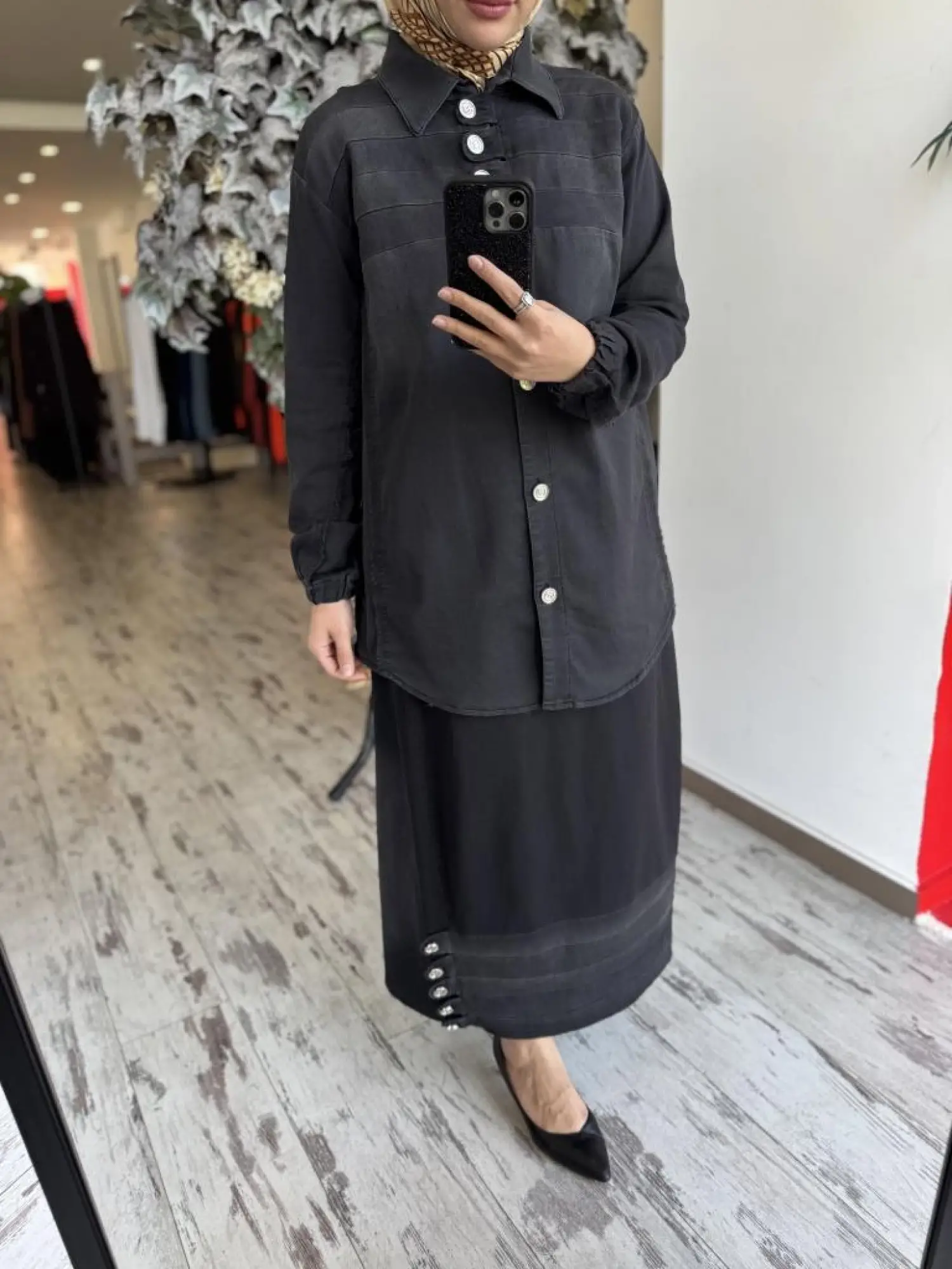 Misswhence Düğme Detaylı Denim Etek Takım 37304