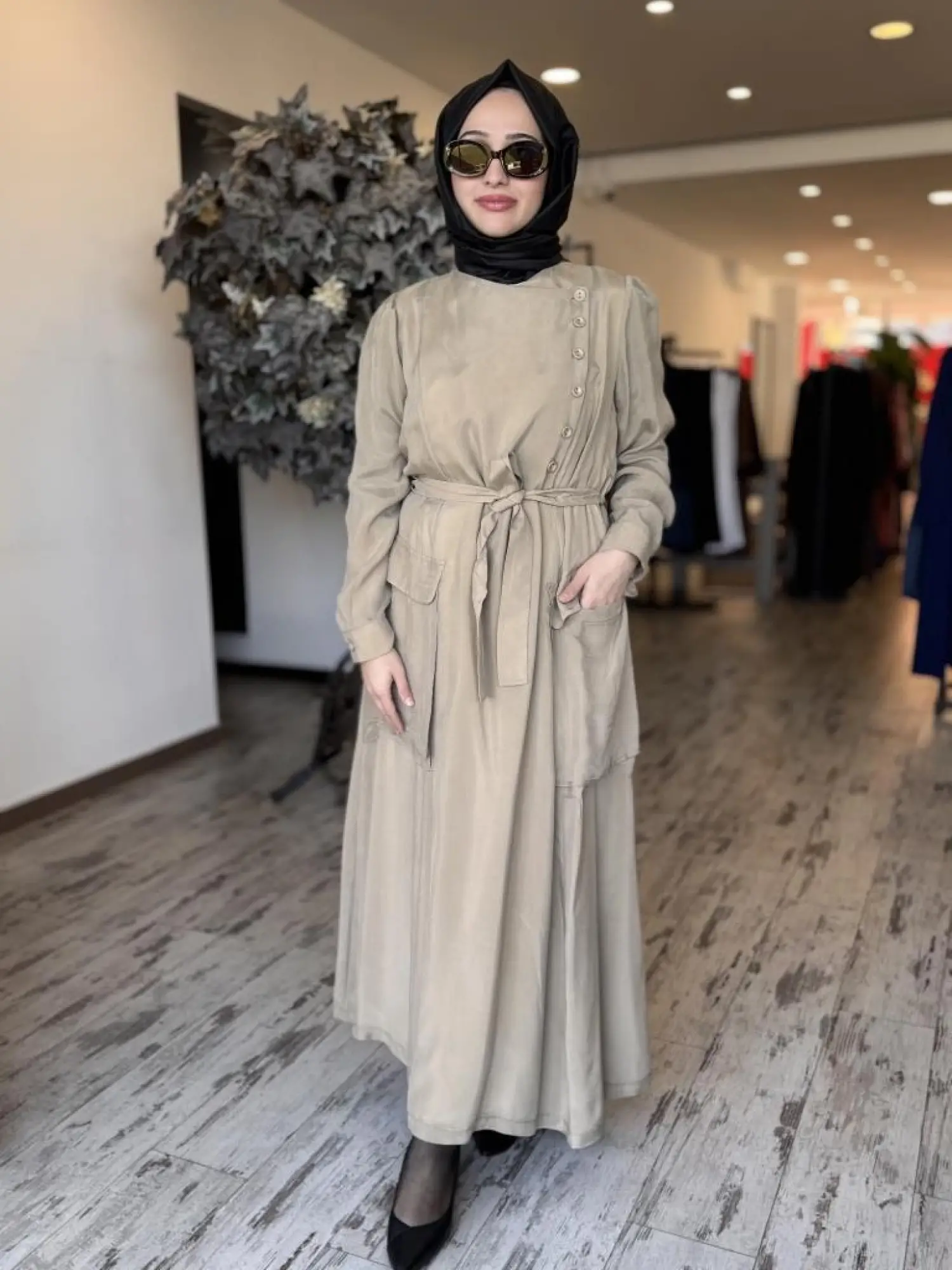 Misswhence Düğme ve Cep Detaylı Cupra İpek Elbise 37805