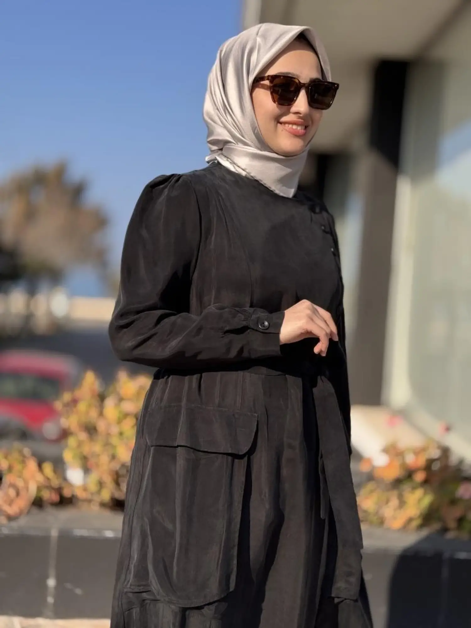 Misswhence Düğme ve Cep Detaylı Cupra İpek Elbise 37805