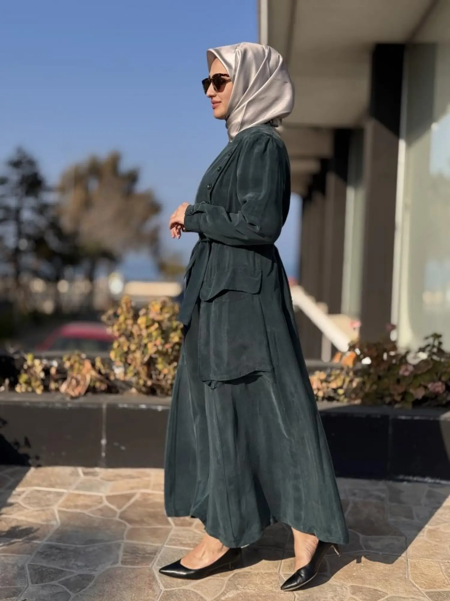 Misswhence Düğme ve Cep Detaylı Cupra İpek Elbise 37805