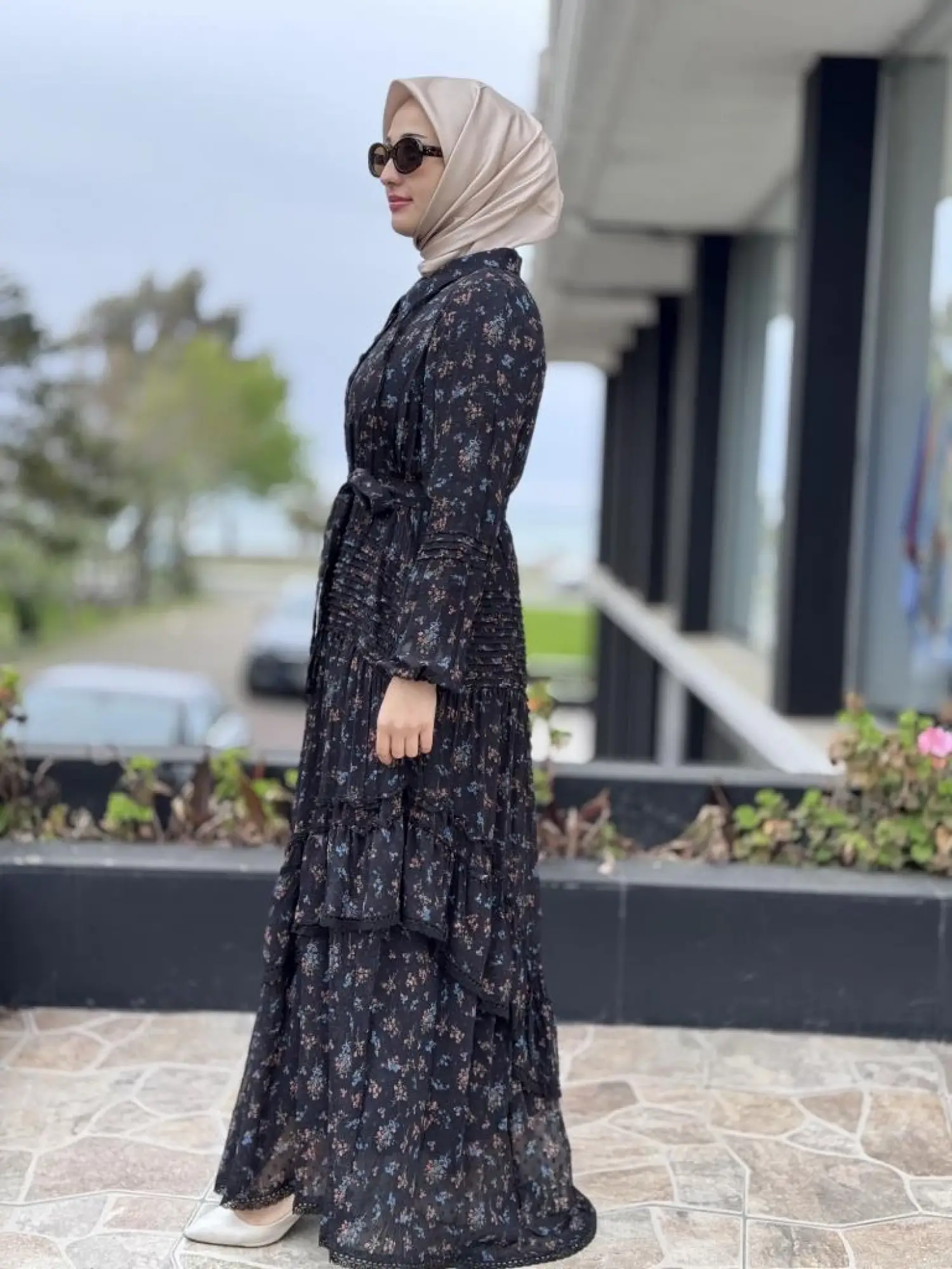 Misswhence Etek Ucu Güpürlü Şifon Detaylı Elbise 37819