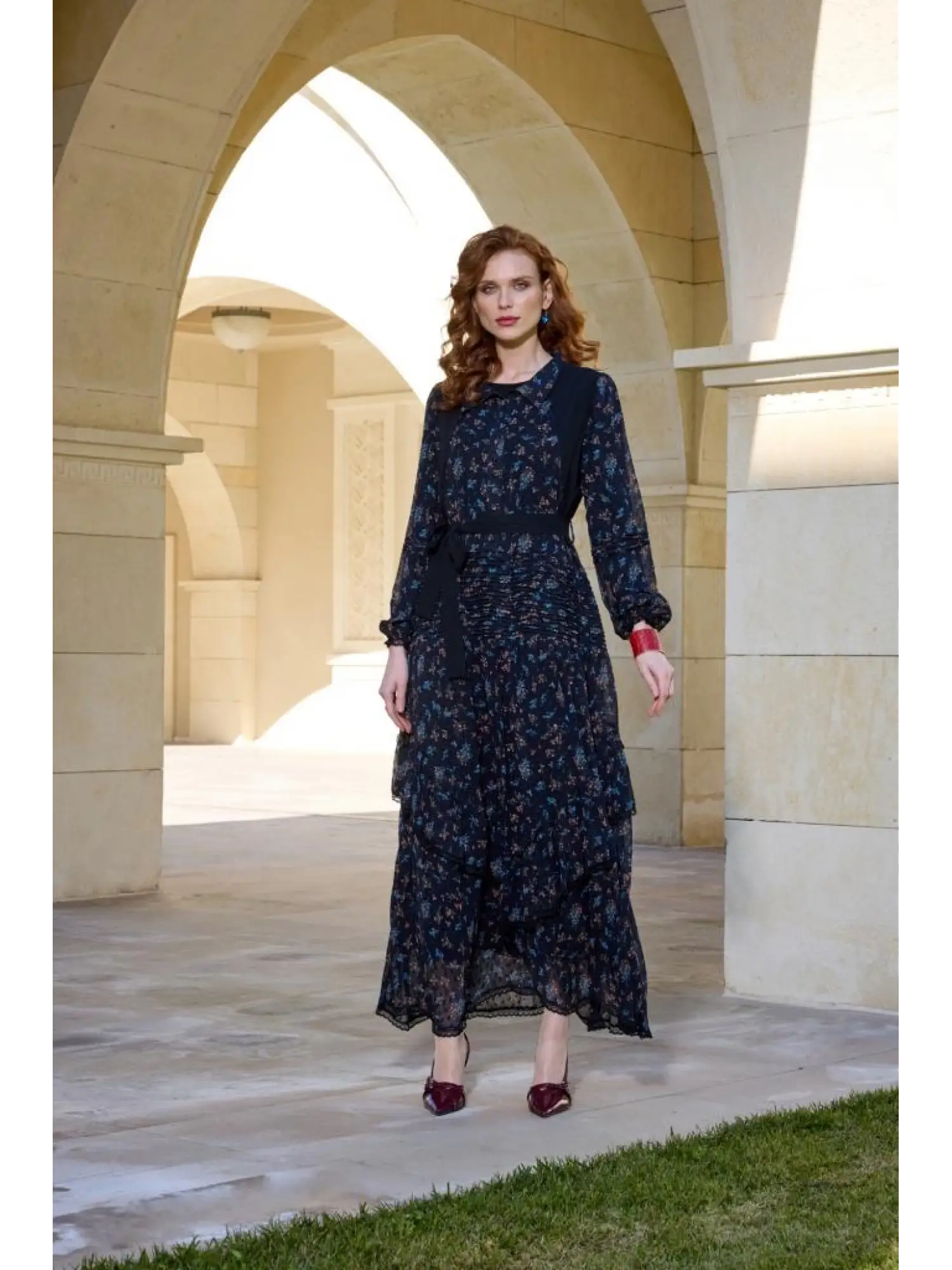 Misswhence Etek Ucu Güpürlü Şifon Detaylı Elbise 37819