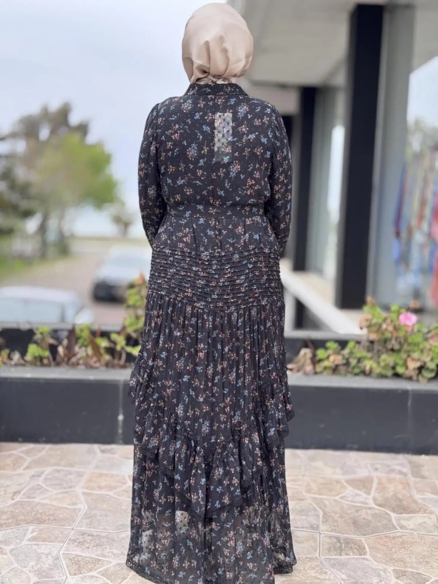 Misswhence Etek Ucu Güpürlü Şifon Detaylı Elbise 37819