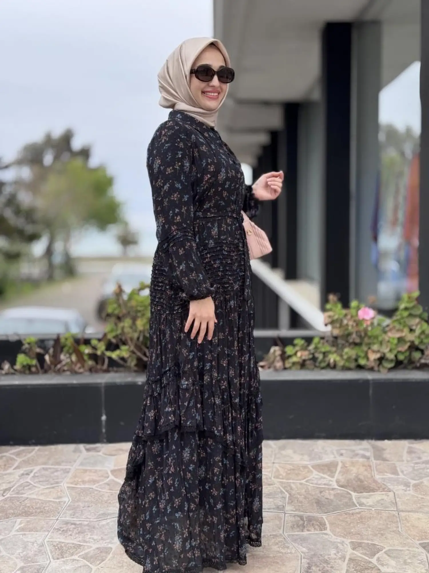 Misswhence Etek Ucu Güpürlü Şifon Detaylı Elbise 37819