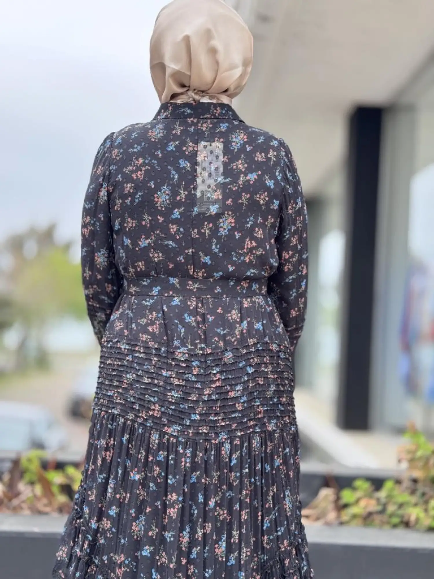 Misswhence Etek Ucu Güpürlü Şifon Detaylı Elbise 37819