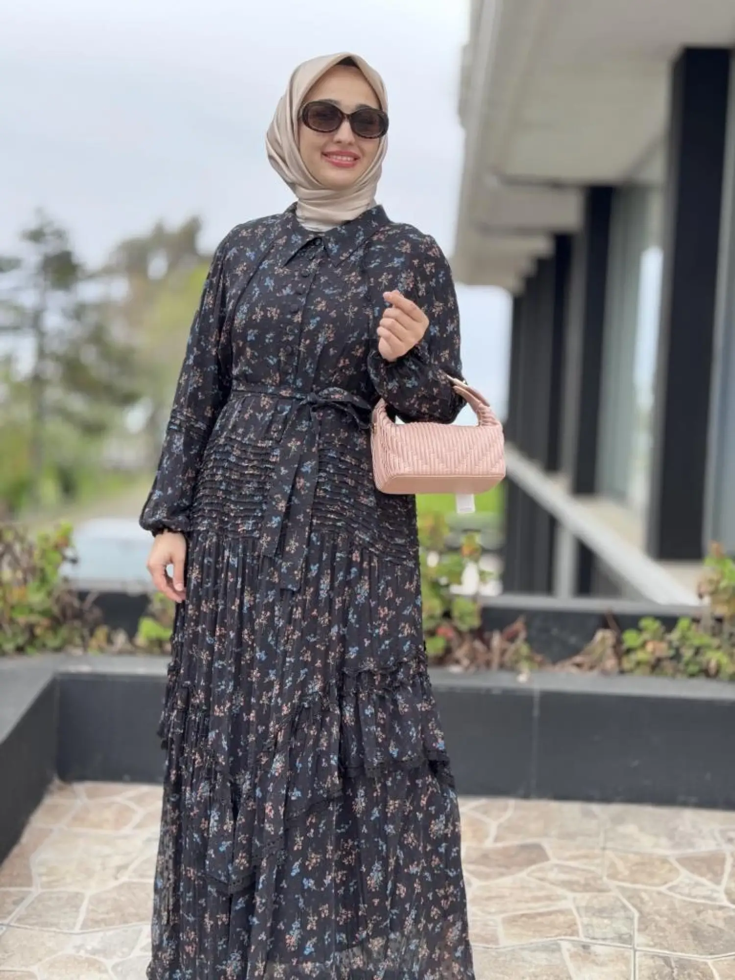 Misswhence Etek Ucu Güpürlü Şifon Detaylı Elbise 37819