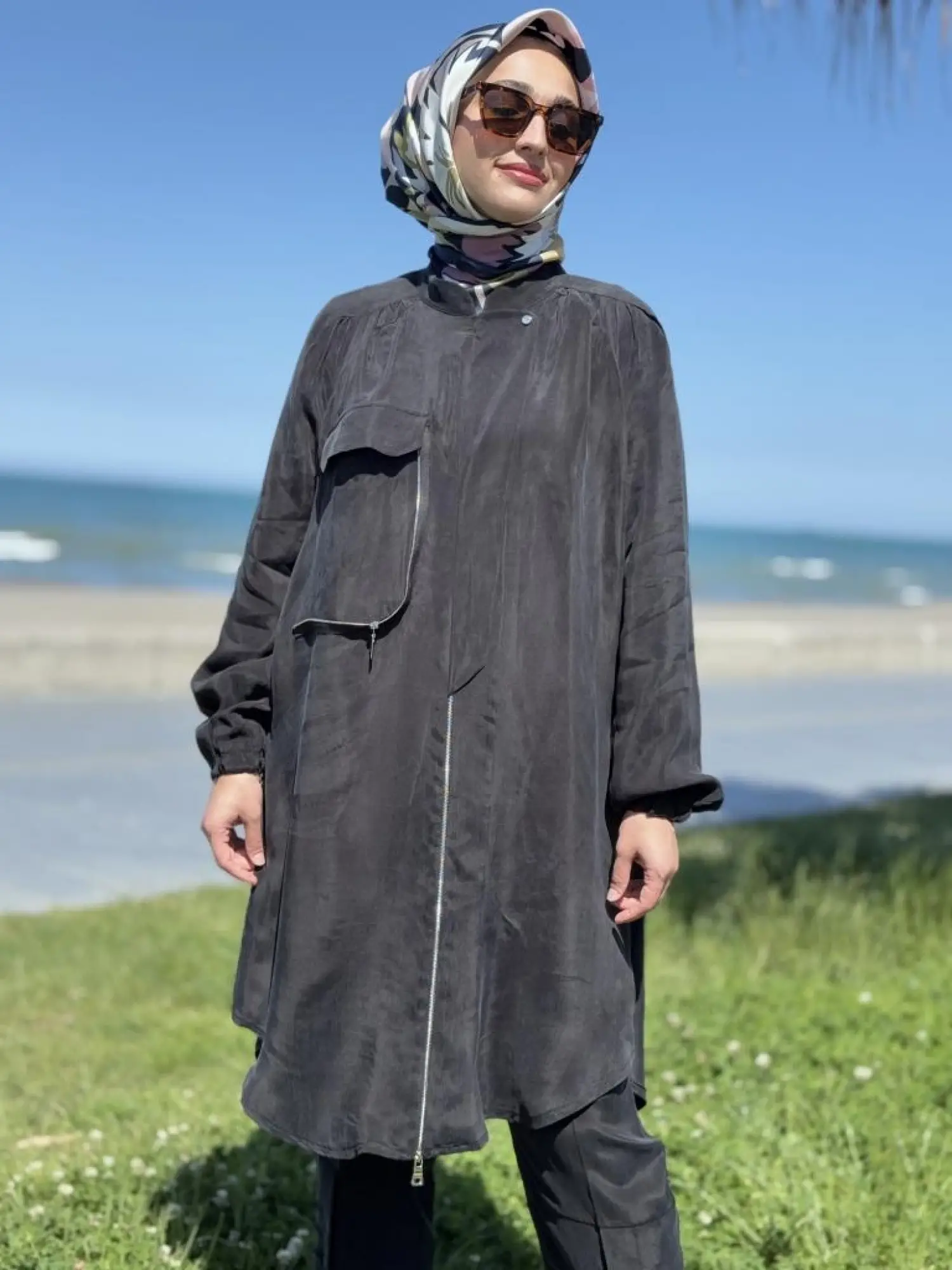 Misswhence Fermaur Kapamalı Cep Detaylı Cupra İpek Kap 37410