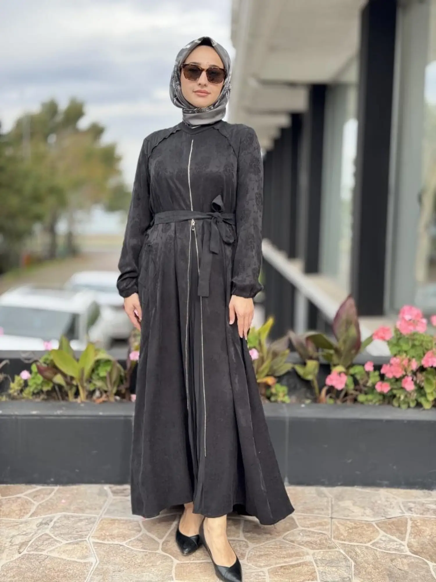 Misswhence Fermuar Detaylı Jakarlı Cupra İpek Elbise 38835