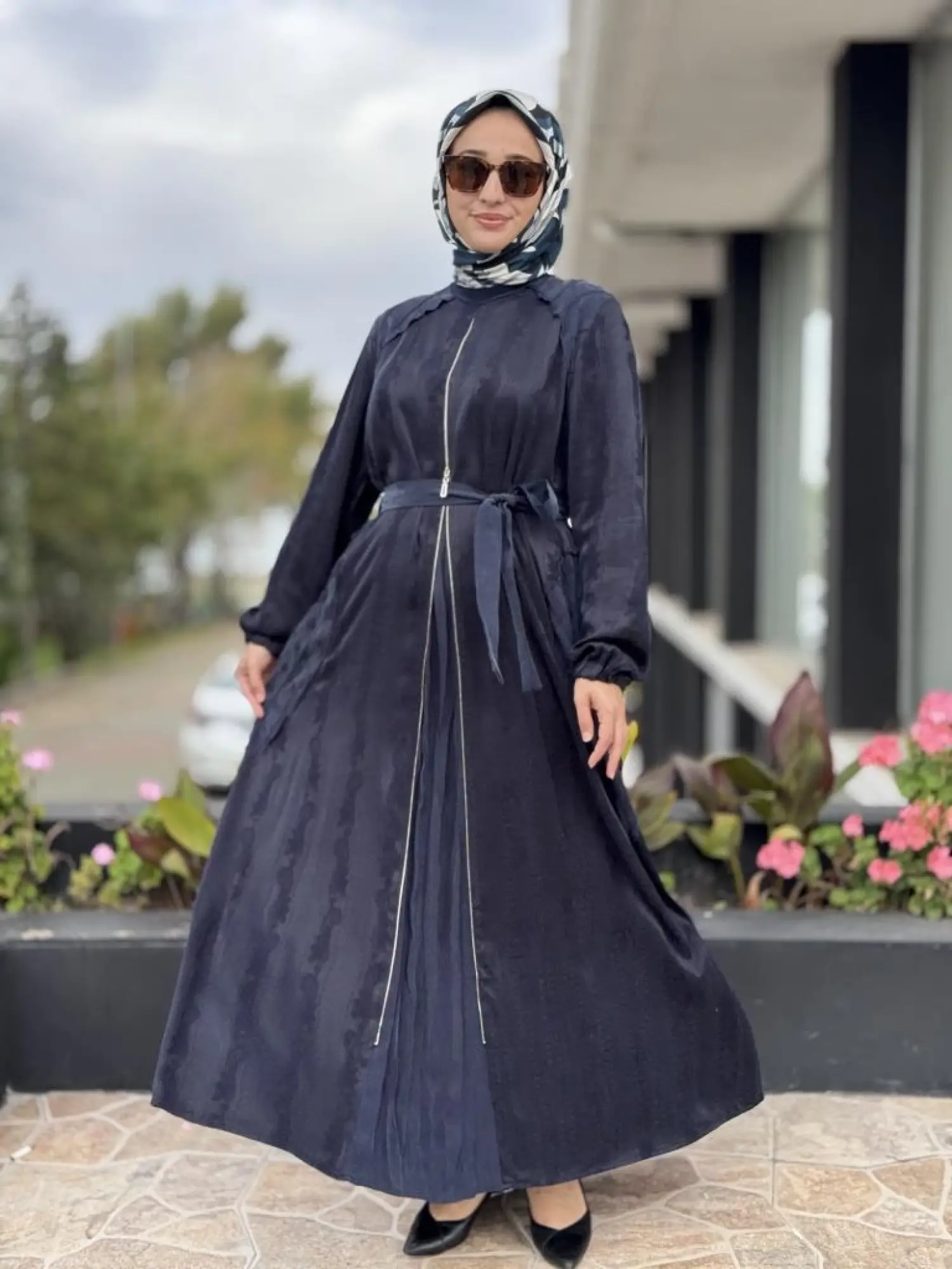 Misswhence Fermuar Detaylı Jakarlı Cupra İpek Elbise 38835