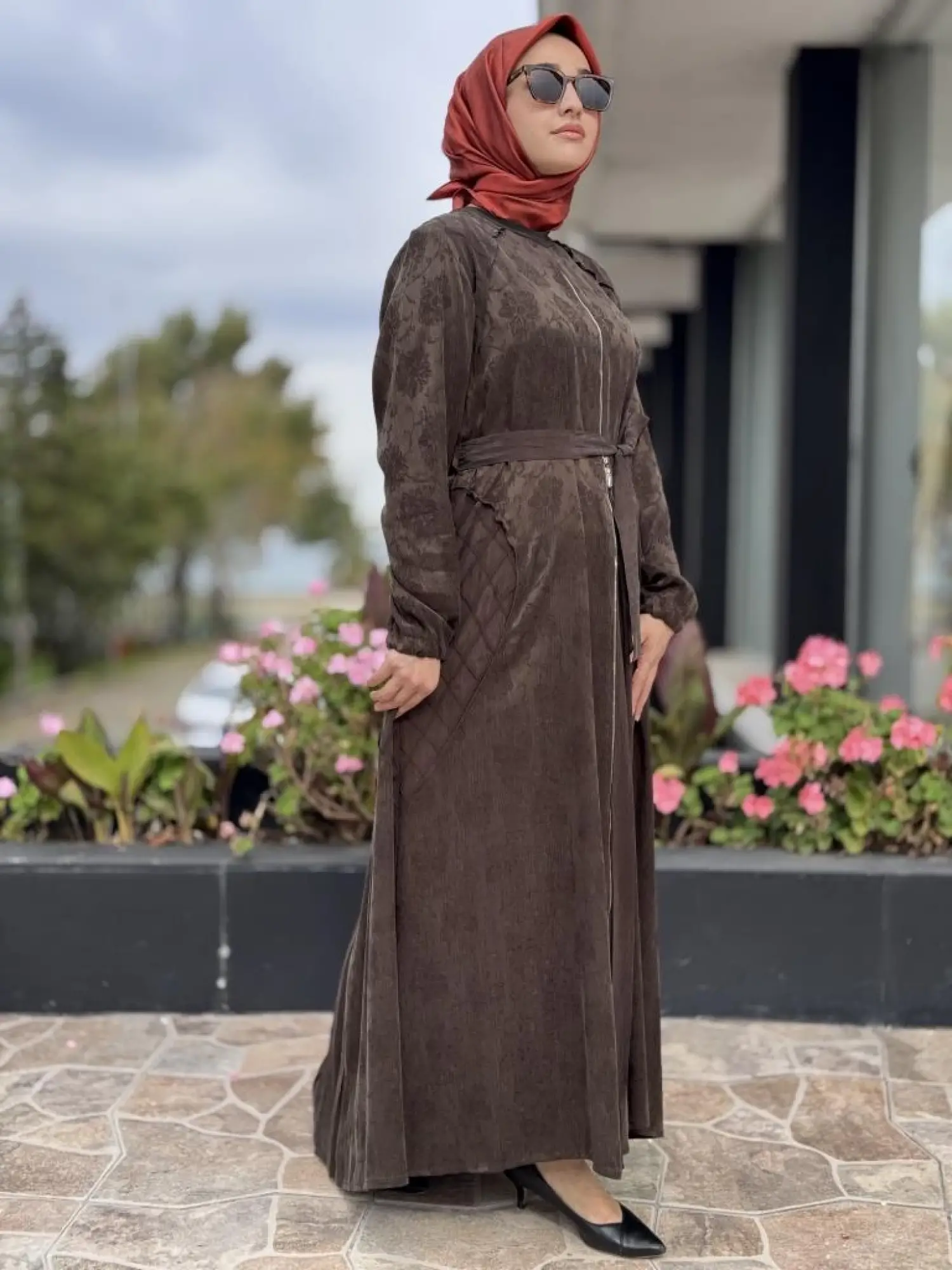 Misswhence Fermuar Detaylı Jakarlı Cupra İpek Elbise 38835