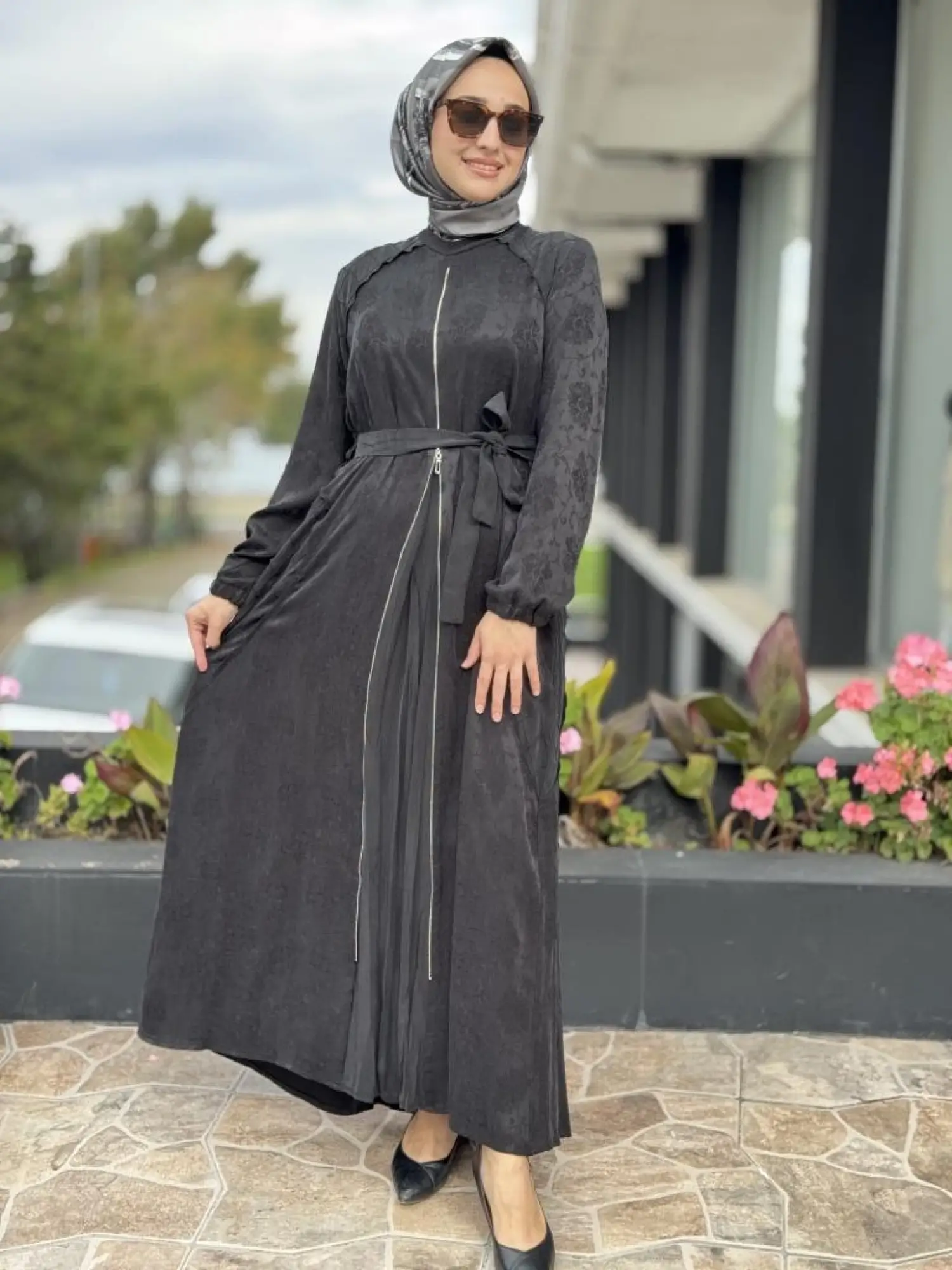 Misswhence Fermuar Detaylı Jakarlı Cupra İpek Elbise 38835