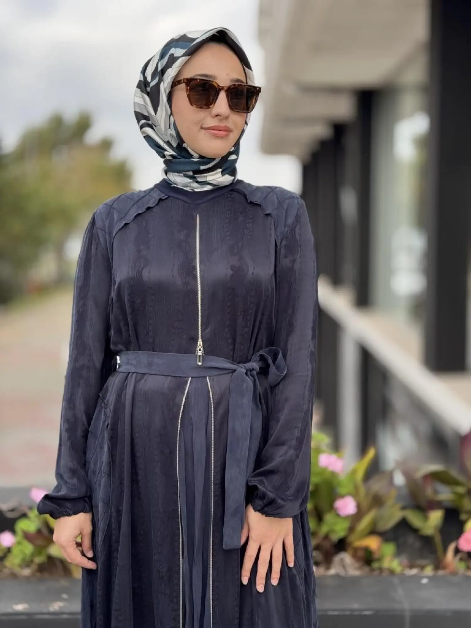 Misswhence Fermuar Detaylı Jakarlı Cupra İpek Elbise 38835