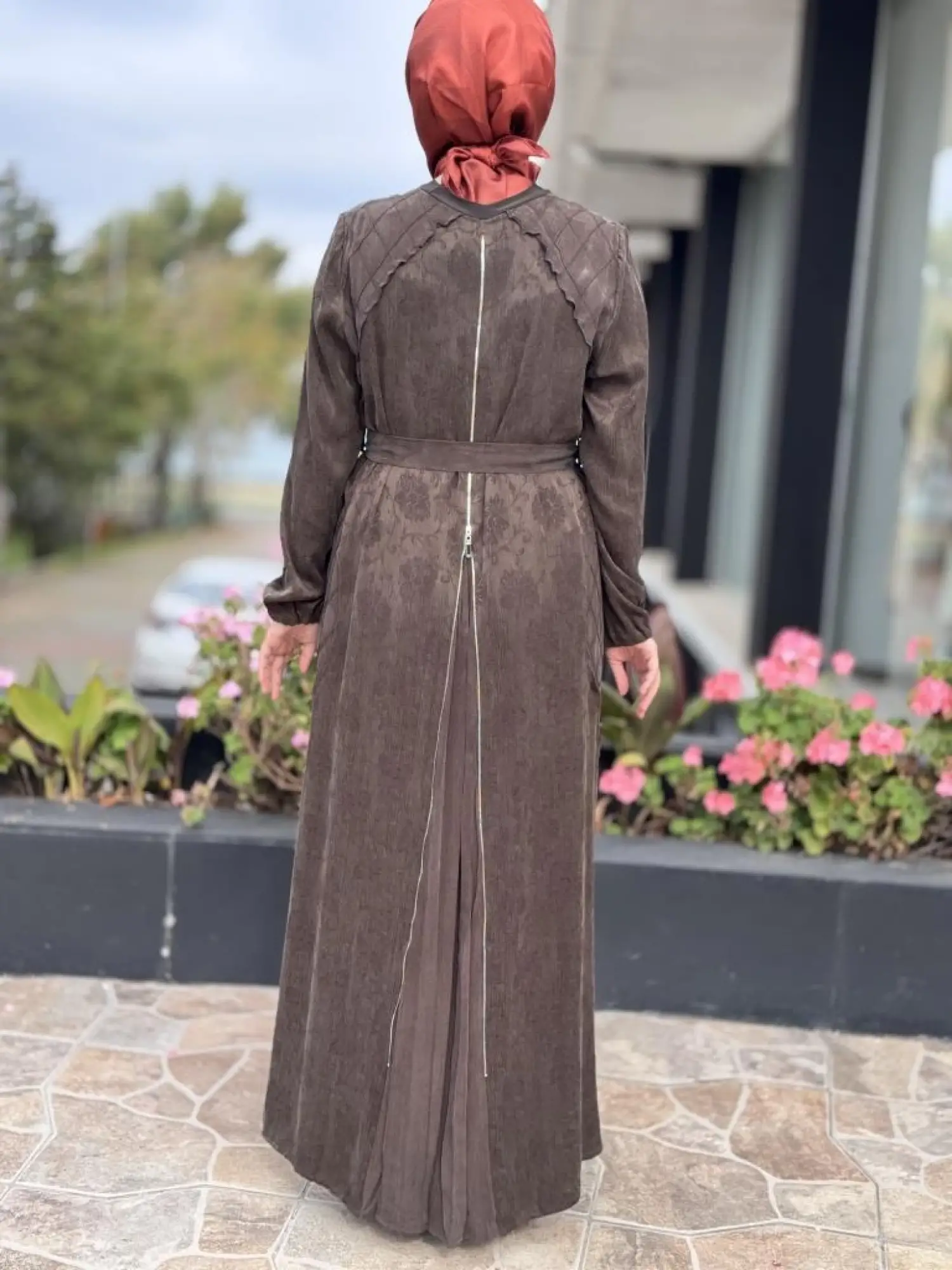 Misswhence Fermuar Detaylı Jakarlı Cupra İpek Elbise 38835