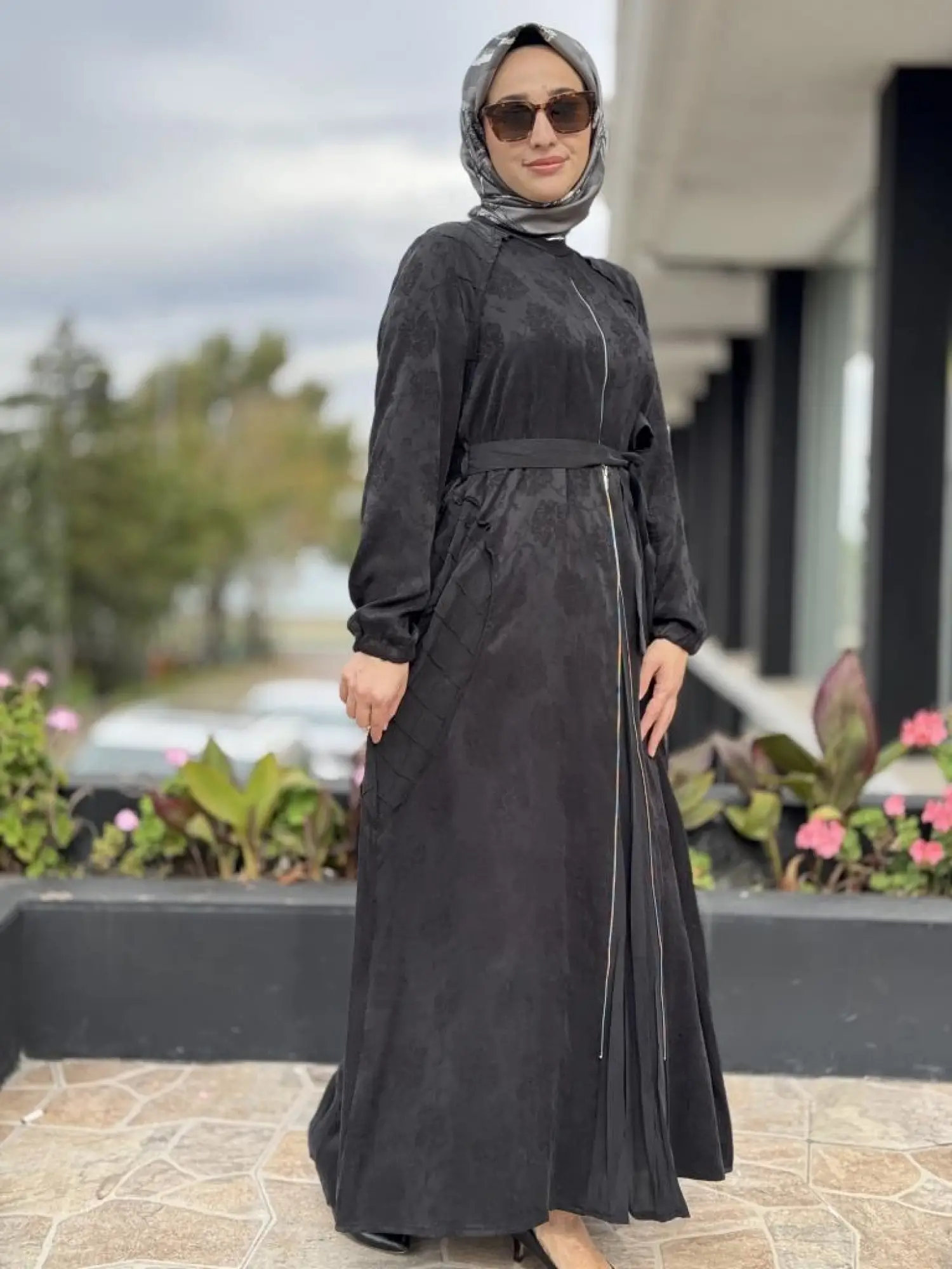 Misswhence Fermuar Detaylı Jakarlı Cupra İpek Elbise 38835