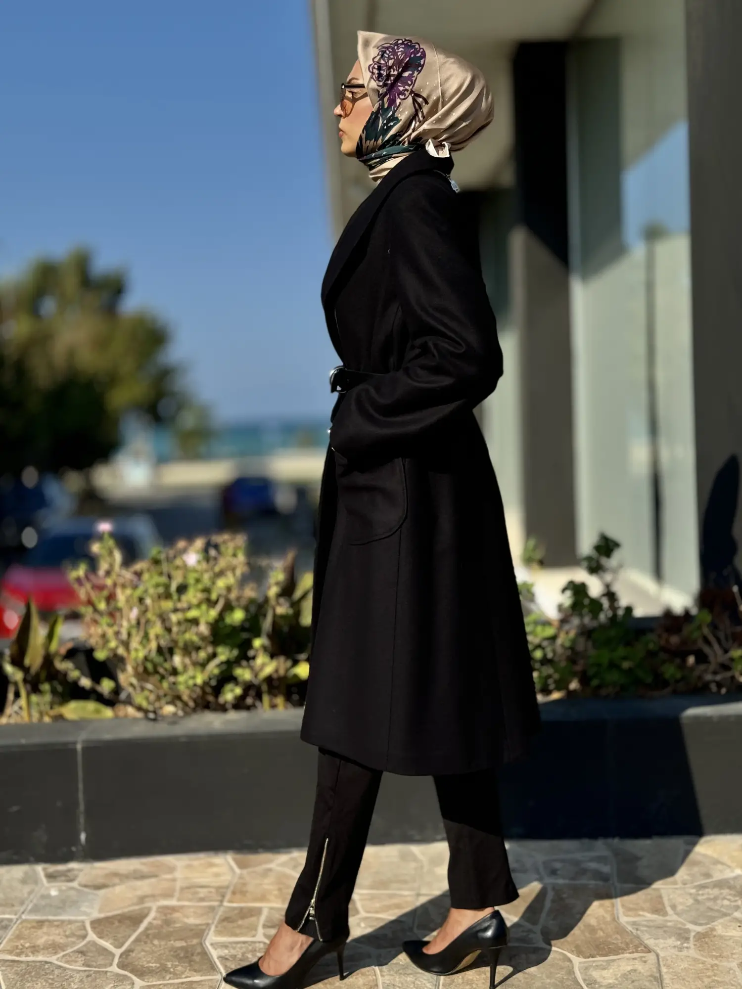 Misswhence Fermuar Detaylı Kemerli Kaşe Kap 36411