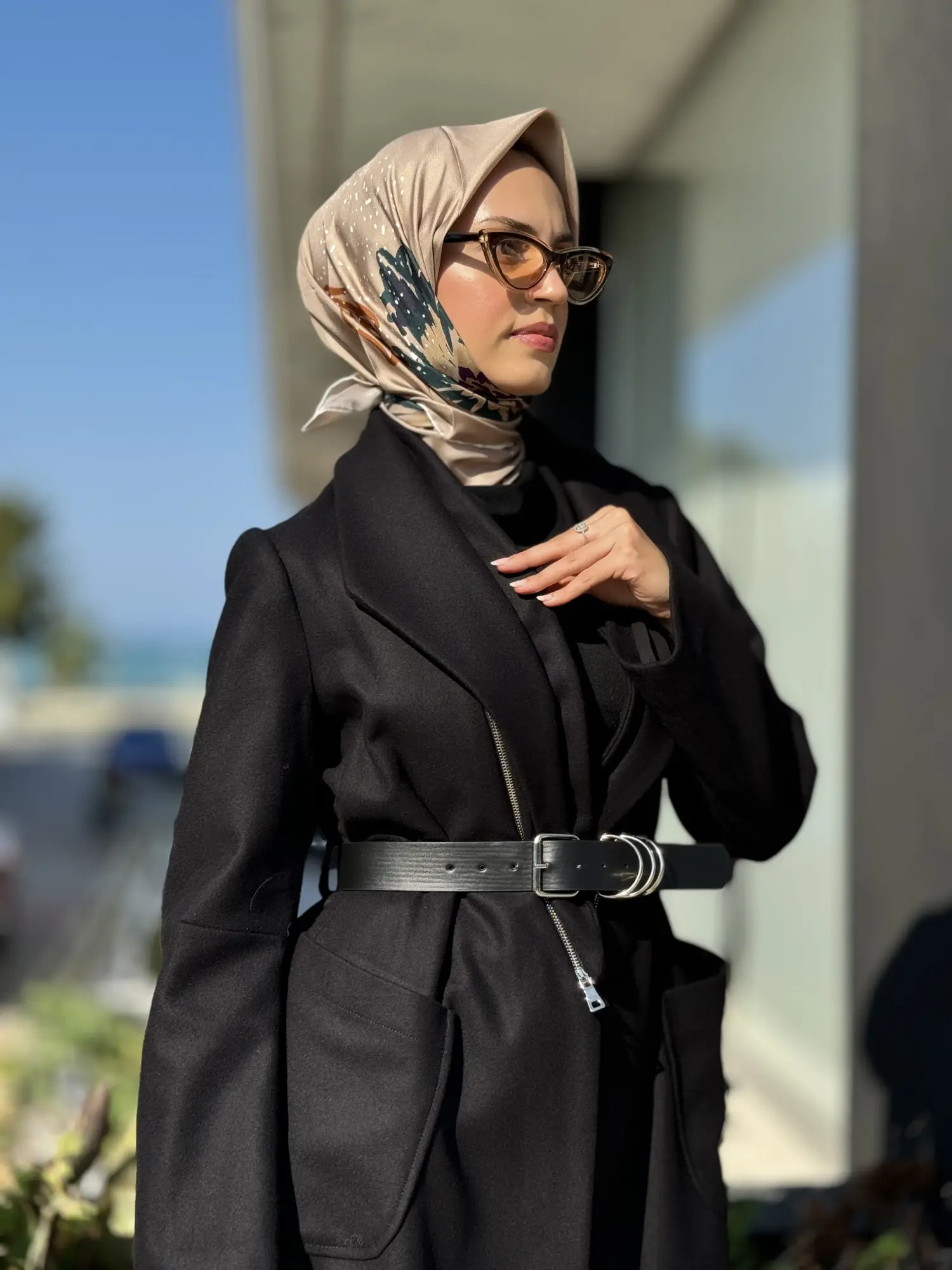 Misswhence Fermuar Detaylı Kemerli Kaşe Kap 36411