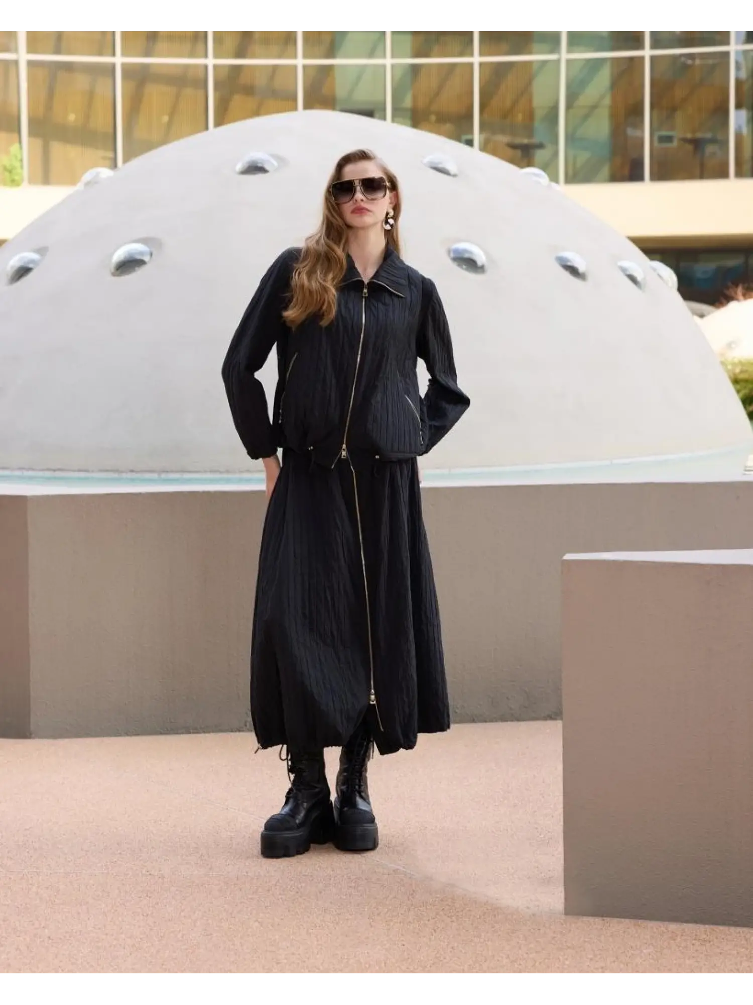 Misswhence Fermuar Detaylı Tafta Ceket Etek Takım 38216