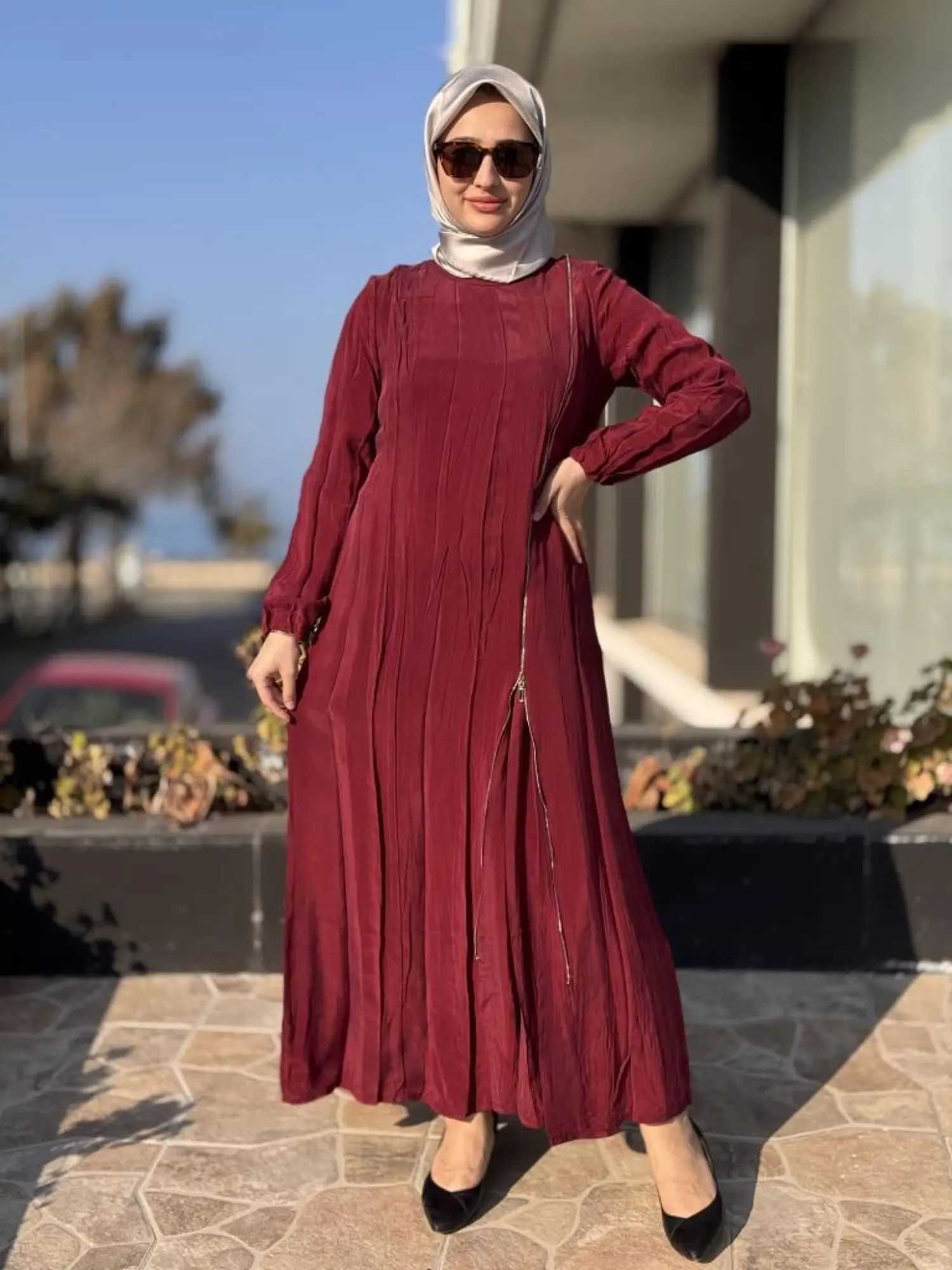 Misswhence Fermuarlı Cupra İpek Elbise 37830