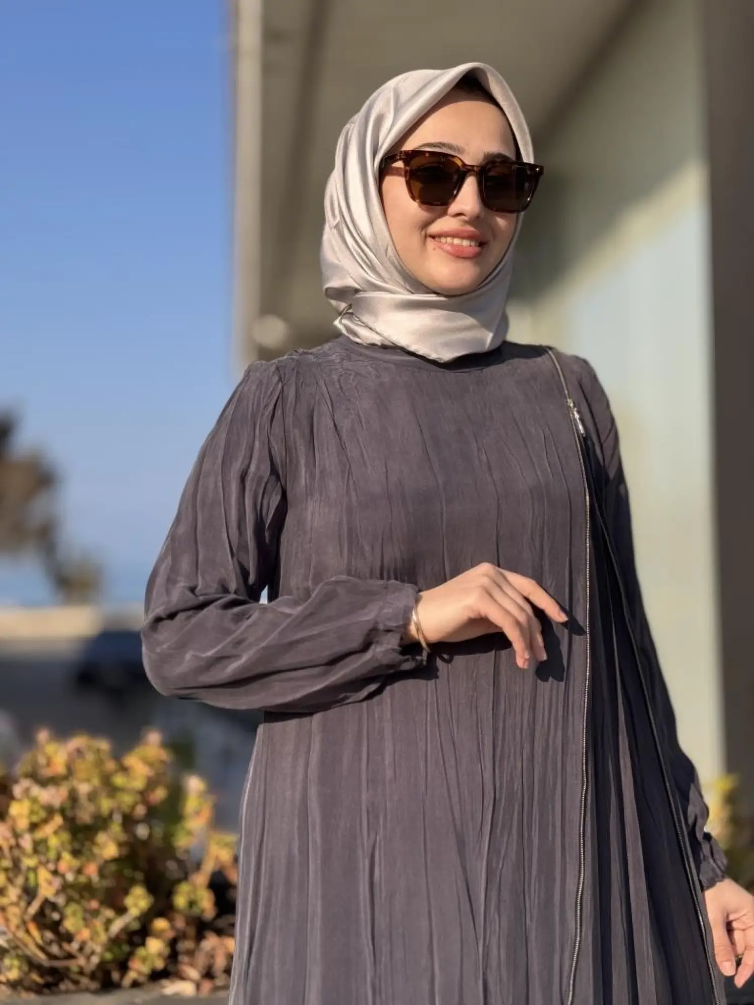 Misswhence Fermuarlı Cupra İpek Elbise 37830