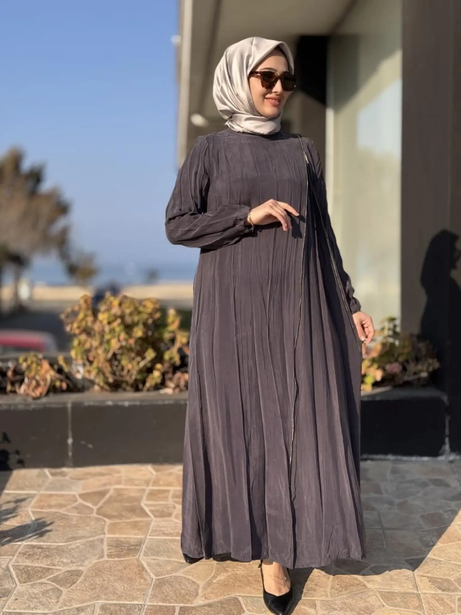 Misswhence Fermuarlı Cupra İpek Elbise 37830