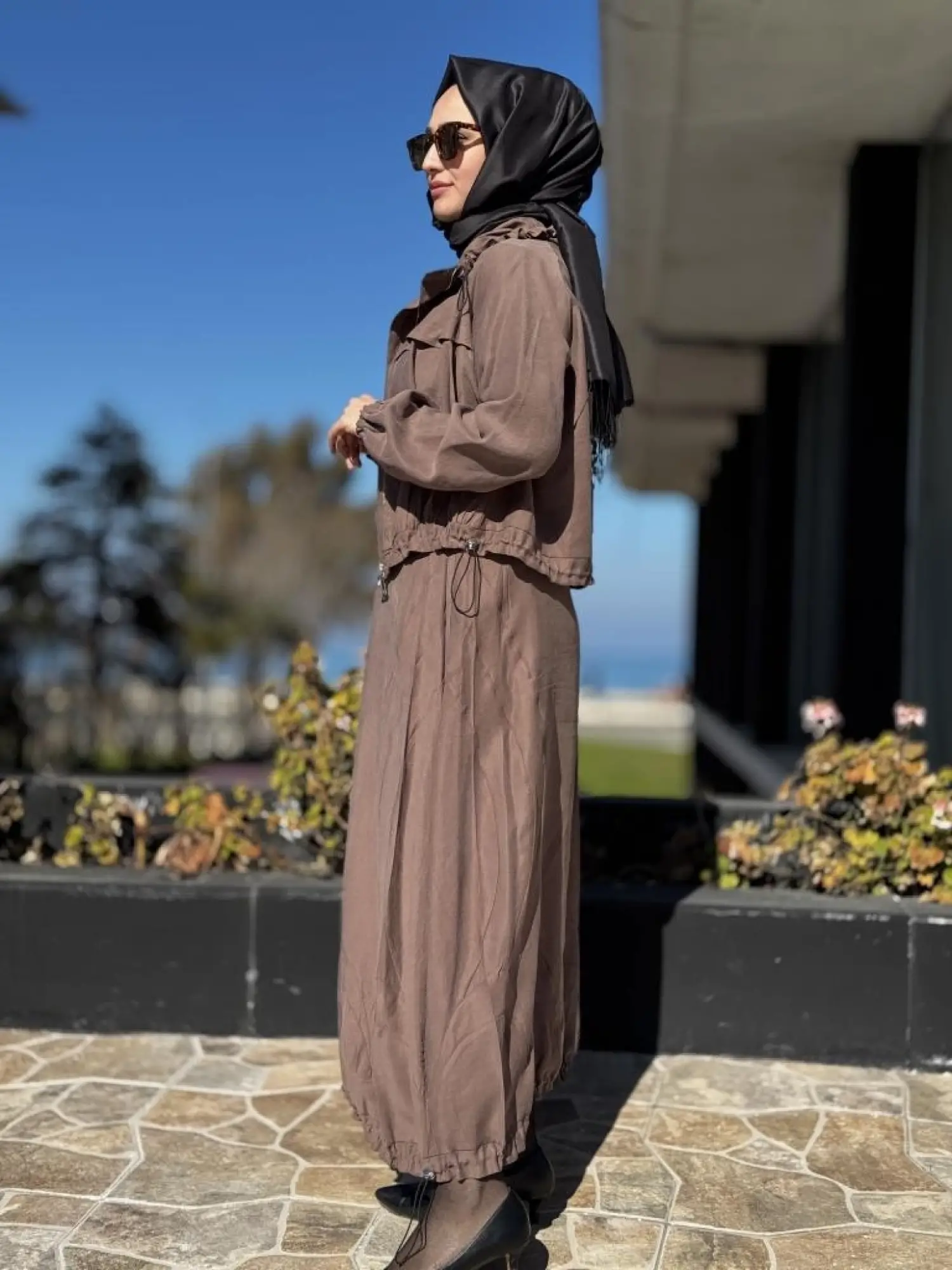 Misswhence Fermuarlı İpek Keten Ceket Etek Takım 37200