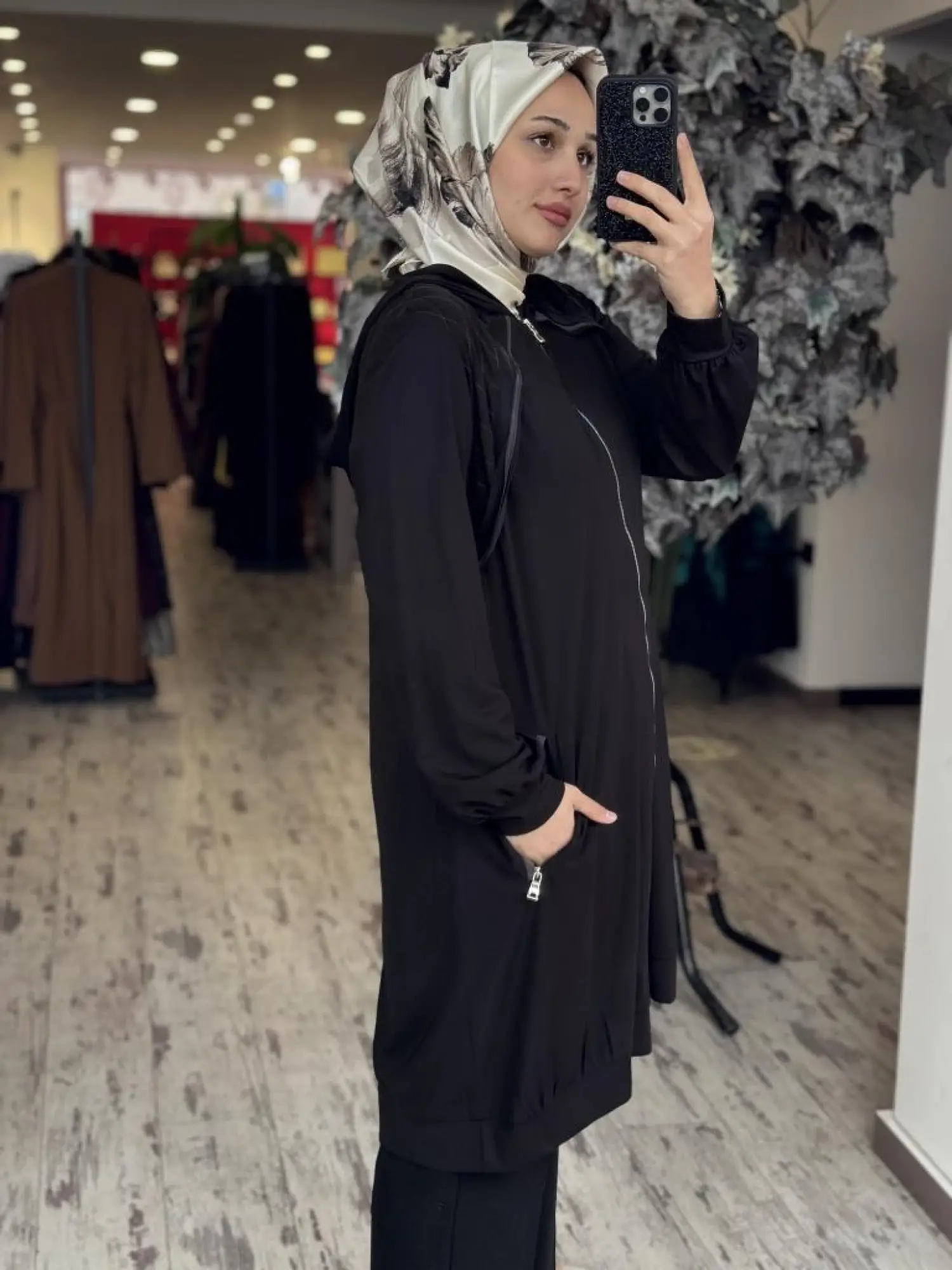 Misswhence Fermuarlı Kapüşonlu Penye Kap/Ceket 37415