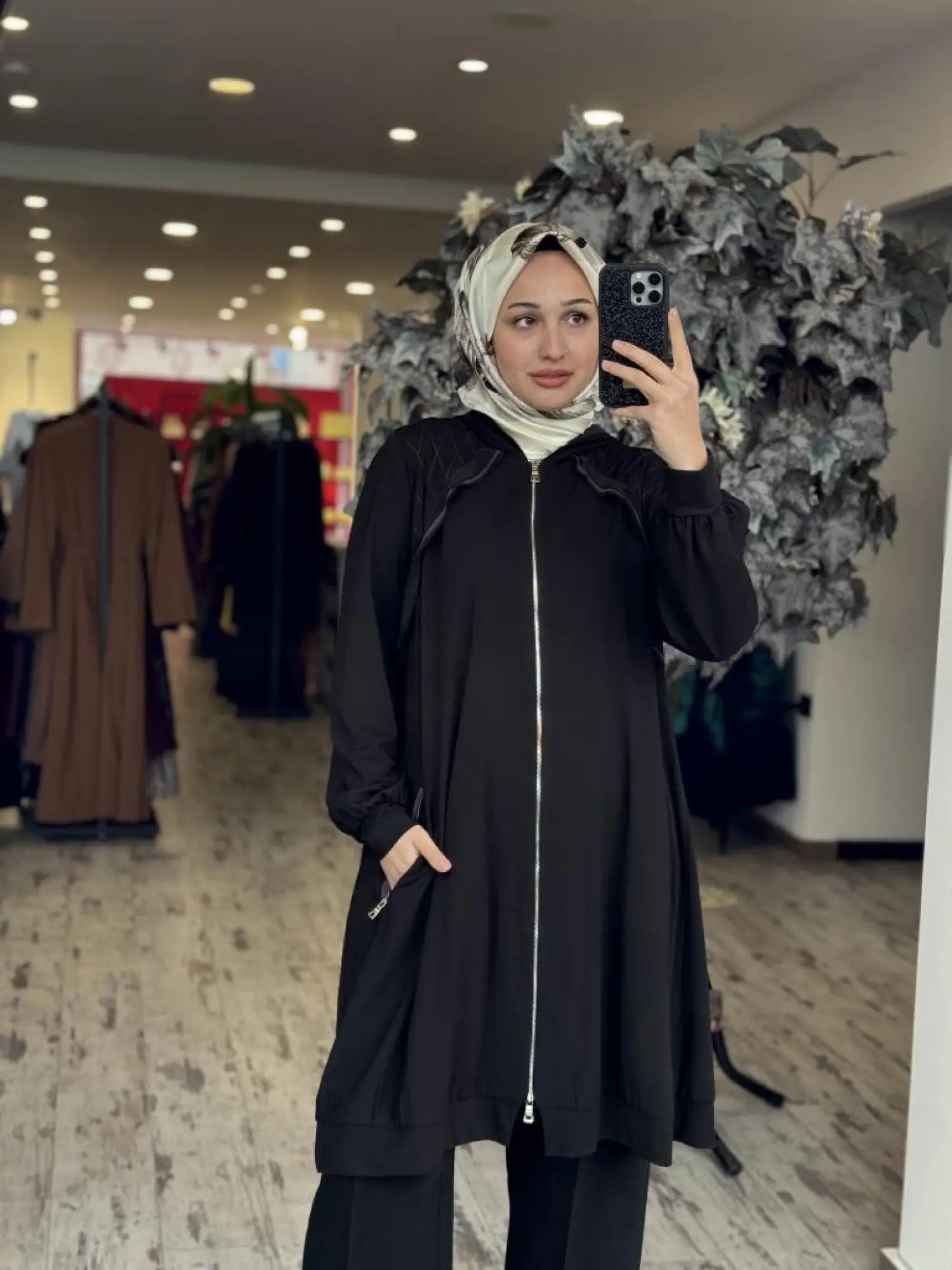 Misswhence Fermuarlı Kapüşonlu Penye Kap/Ceket 37415