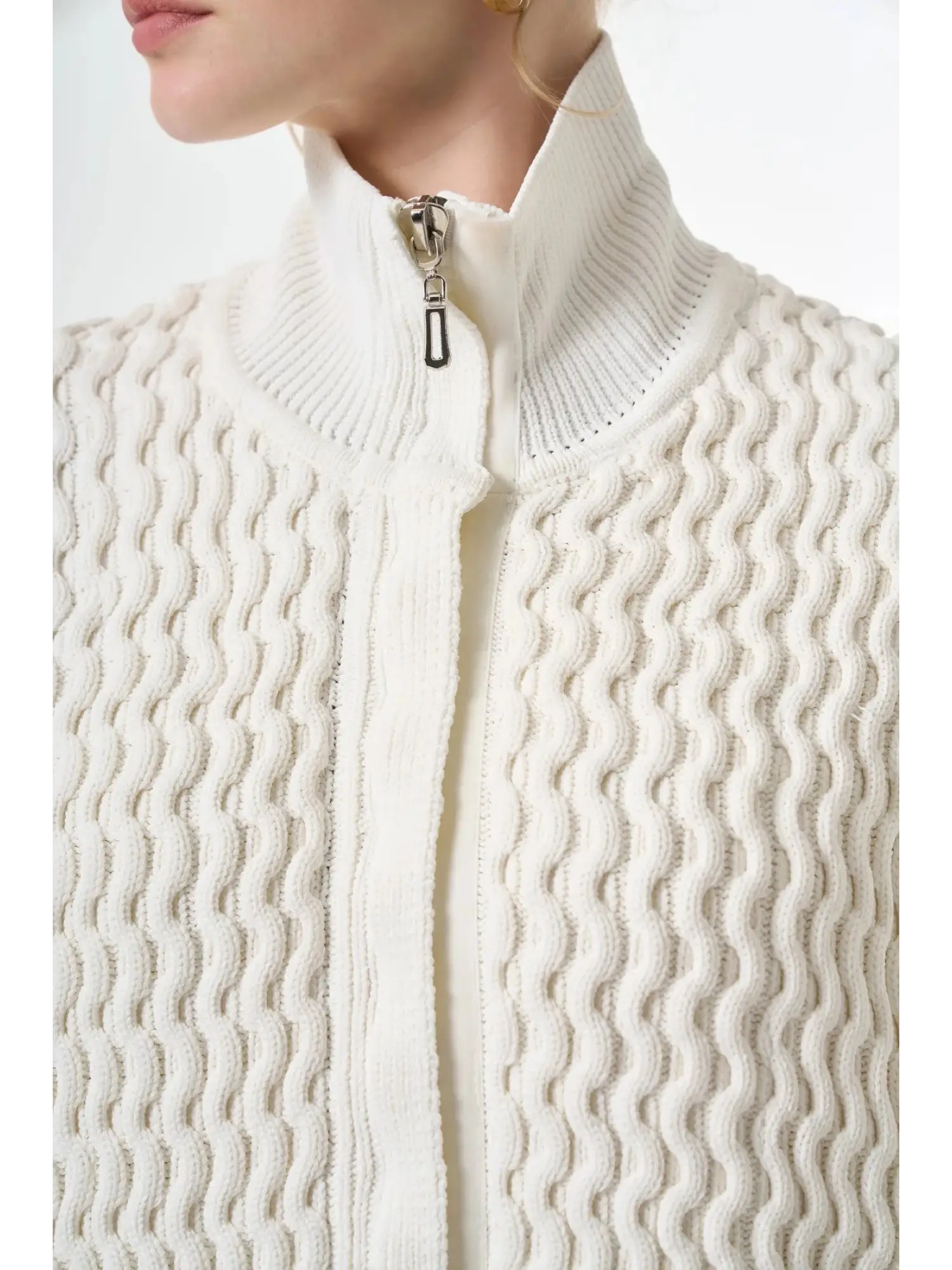 Misswhence Fermuarlı Örme Triko Kap 36529