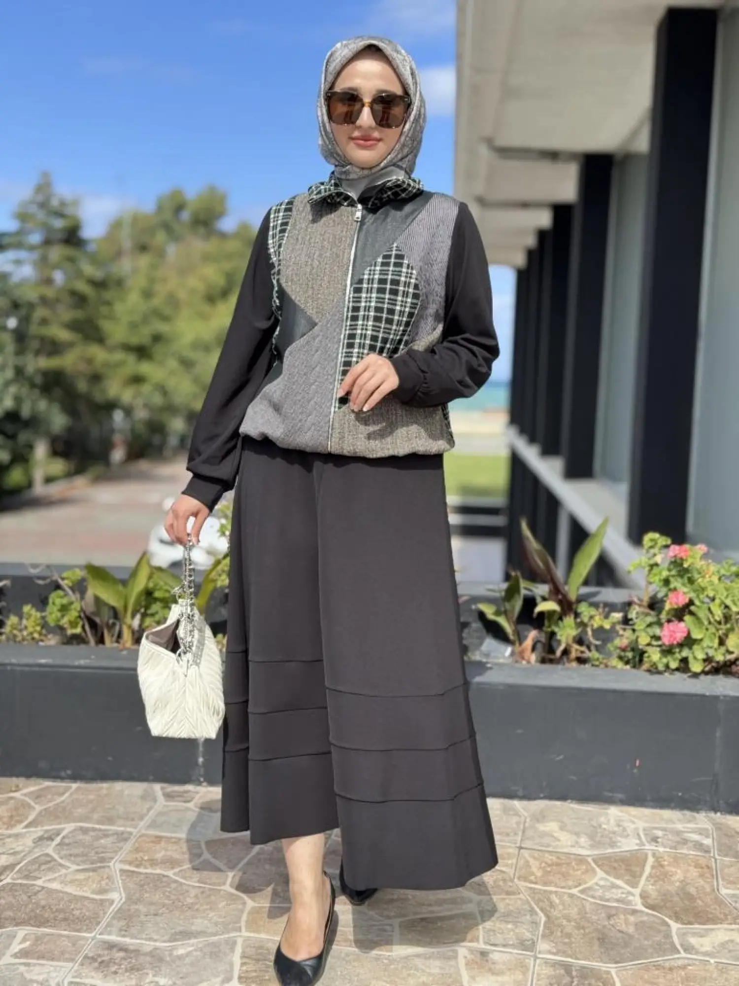 Misswhence Fermuarlı Patcwork Ceket Etek Takım 38200