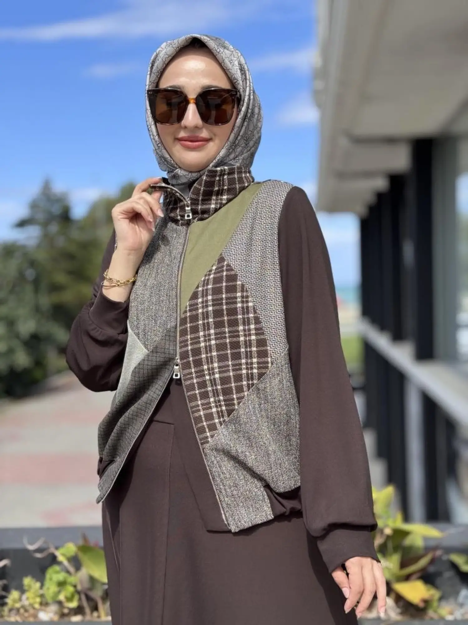 Misswhence Fermuarlı Patcwork Ceket Etek Takım 38200