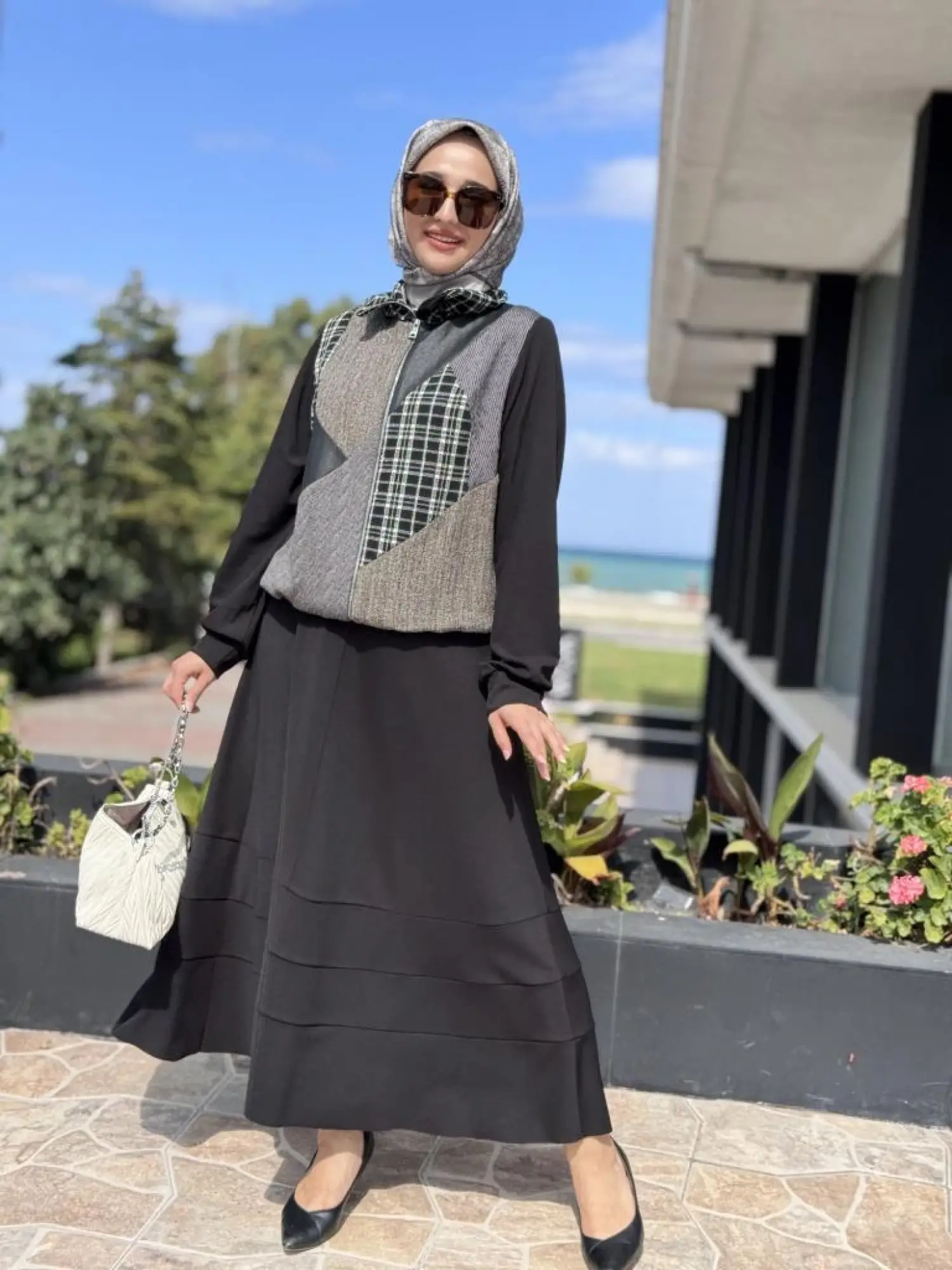 Misswhence Fermuarlı Patcwork Ceket Etek Takım 38200