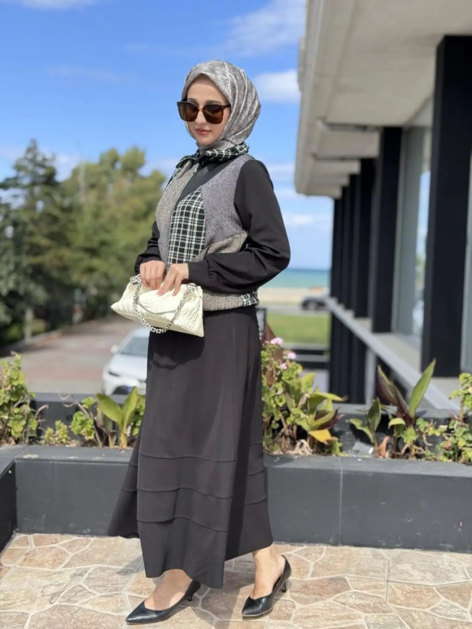 Misswhence Fermuarlı Patcwork Ceket Etek Takım 38200