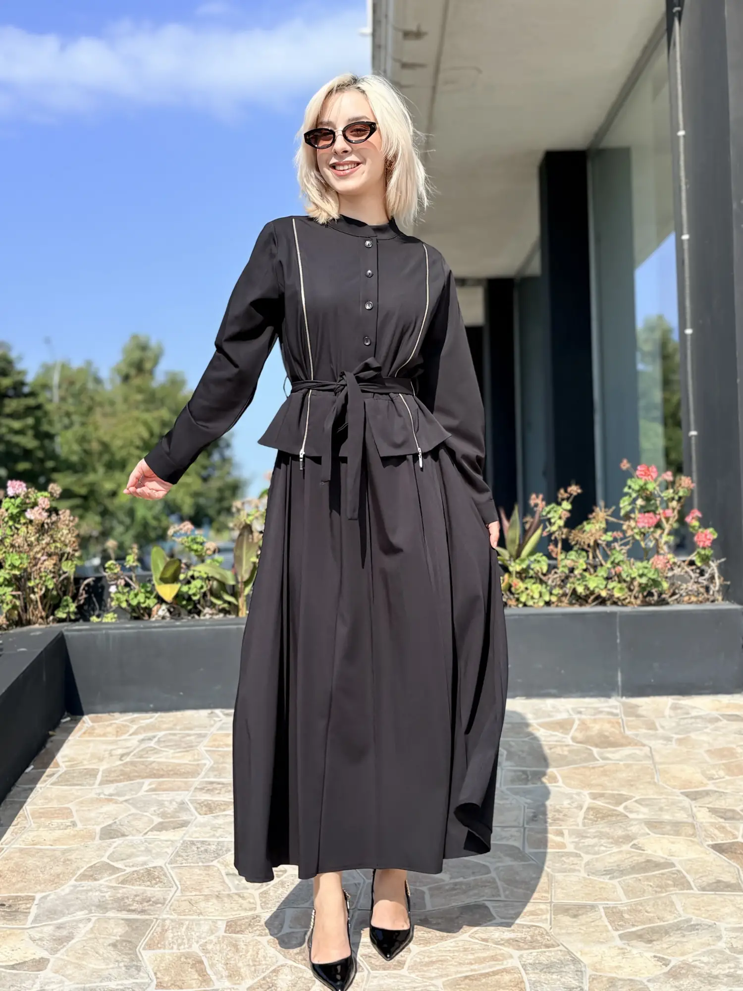Misswhence Fermuarve Düğme Detaylı Elbise 40803