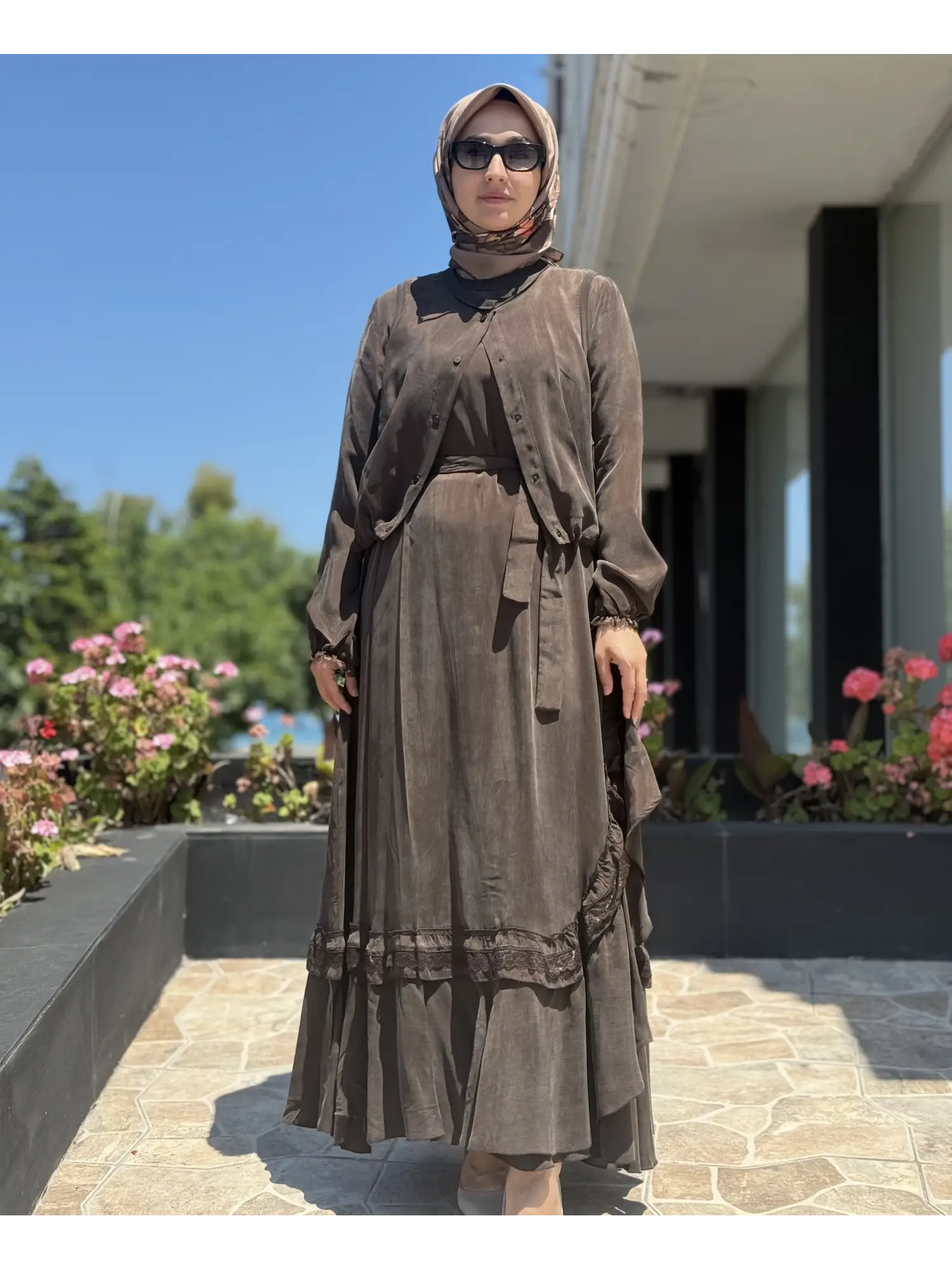 Misswhence Fırfır Detaylı Yelekli Cupra İpek Elbise 39815