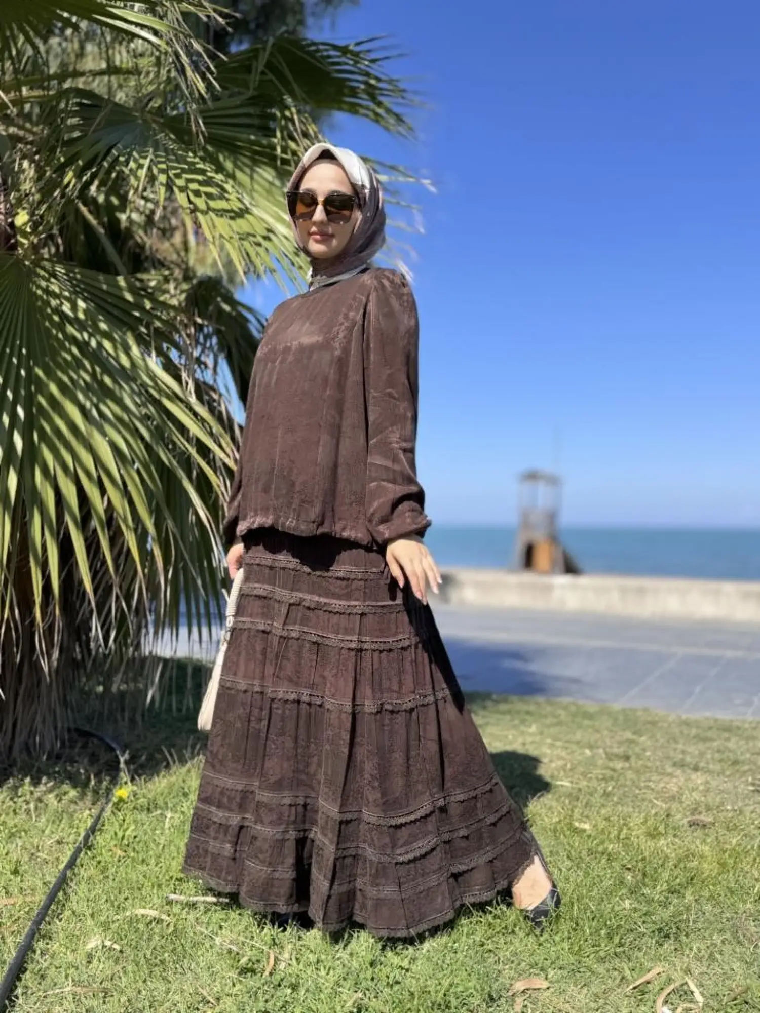 Misswhence Fistolu Cupra İpek Etek Bluz Takım 38025