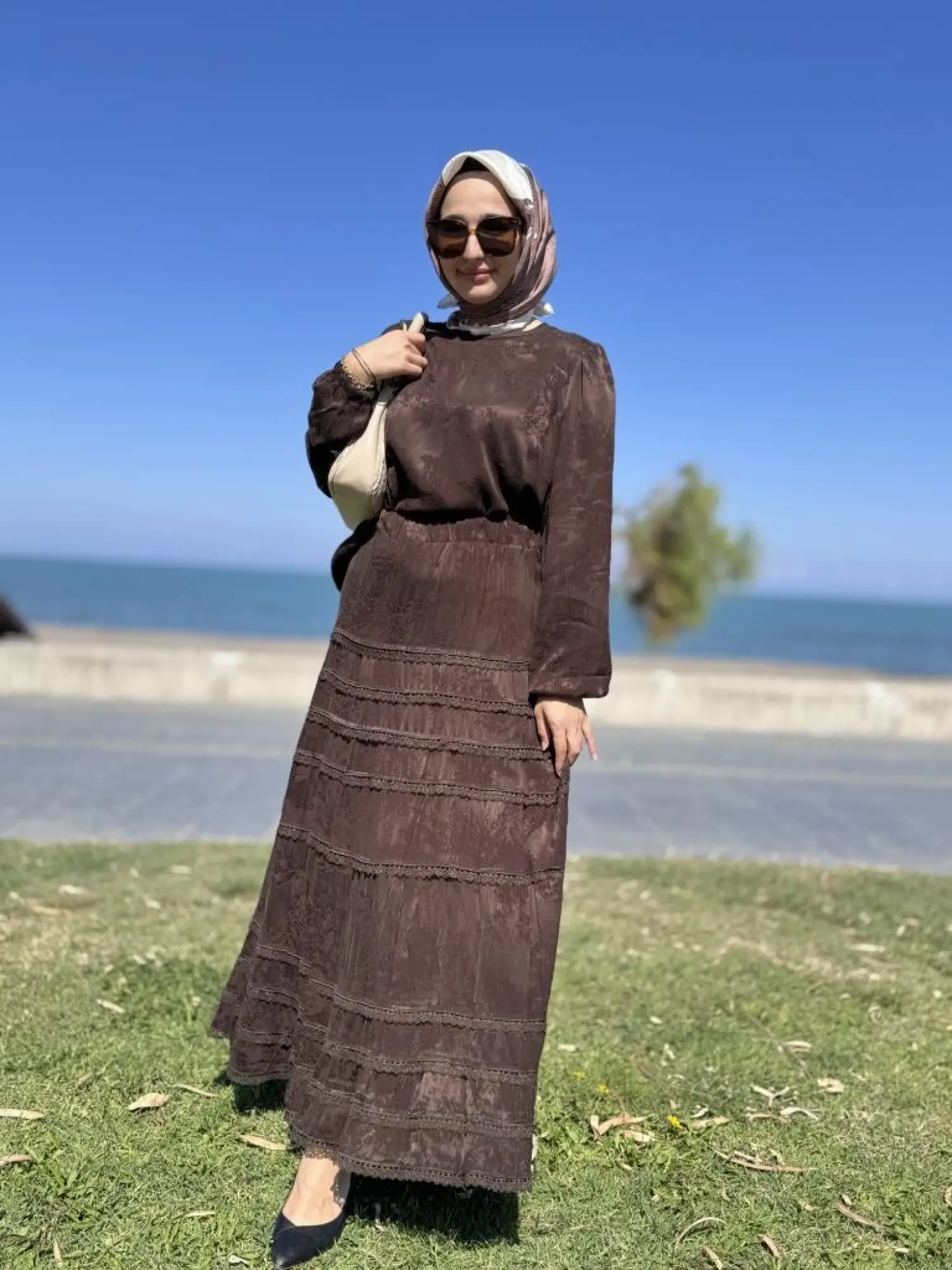 Misswhence Fistolu Cupra İpek Etek Bluz Takım 38025