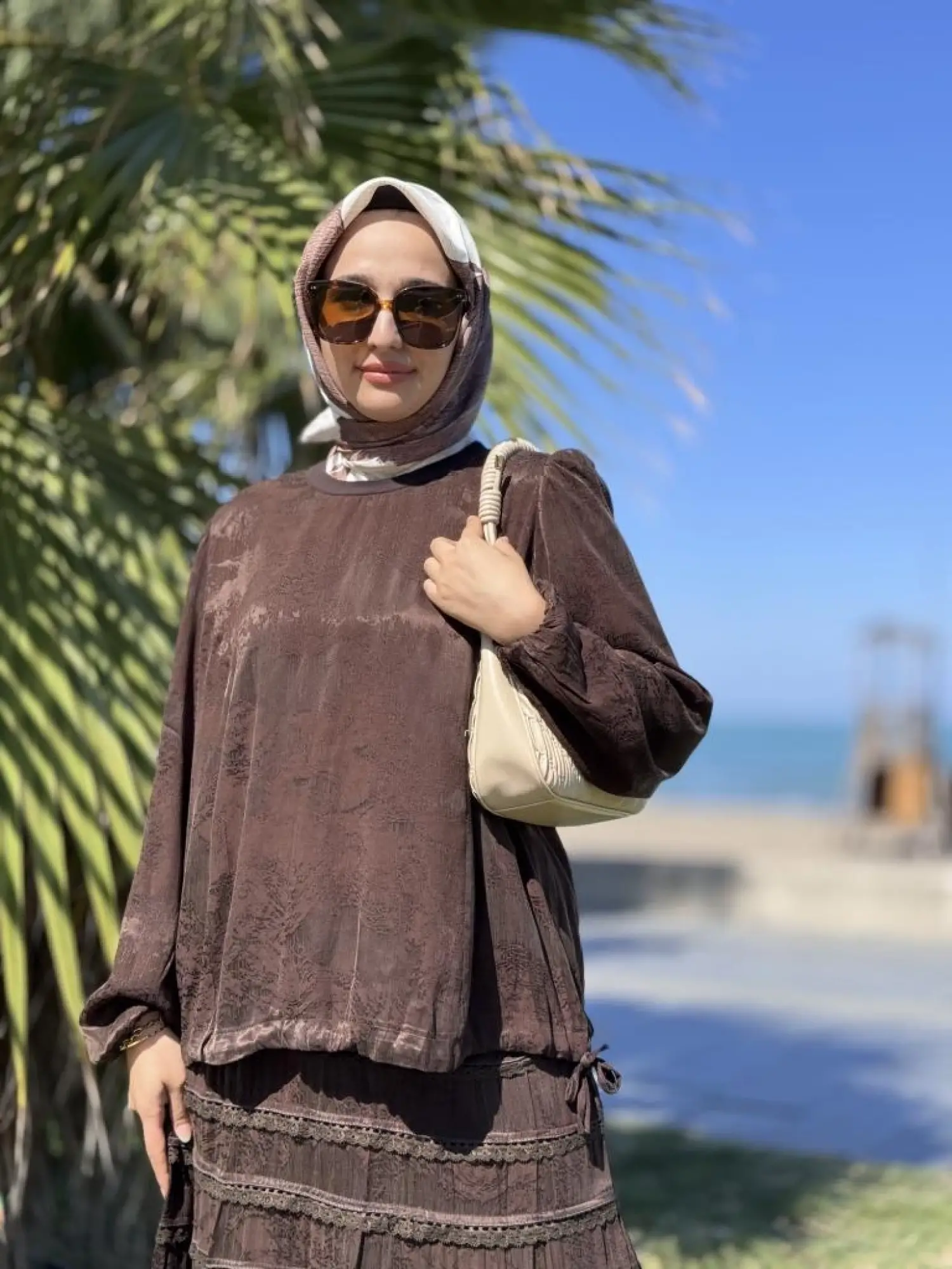 Misswhence Fistolu Cupra İpek Etek Bluz Takım 38025