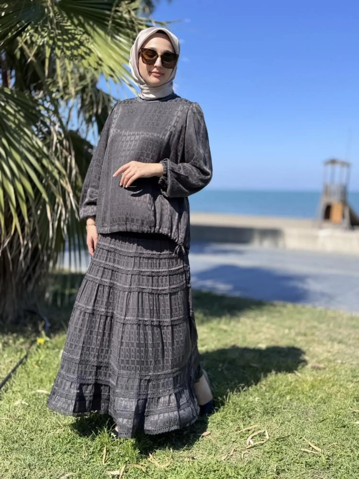 Misswhence Fistolu Cupra İpek Etek Bluz Takım 38025