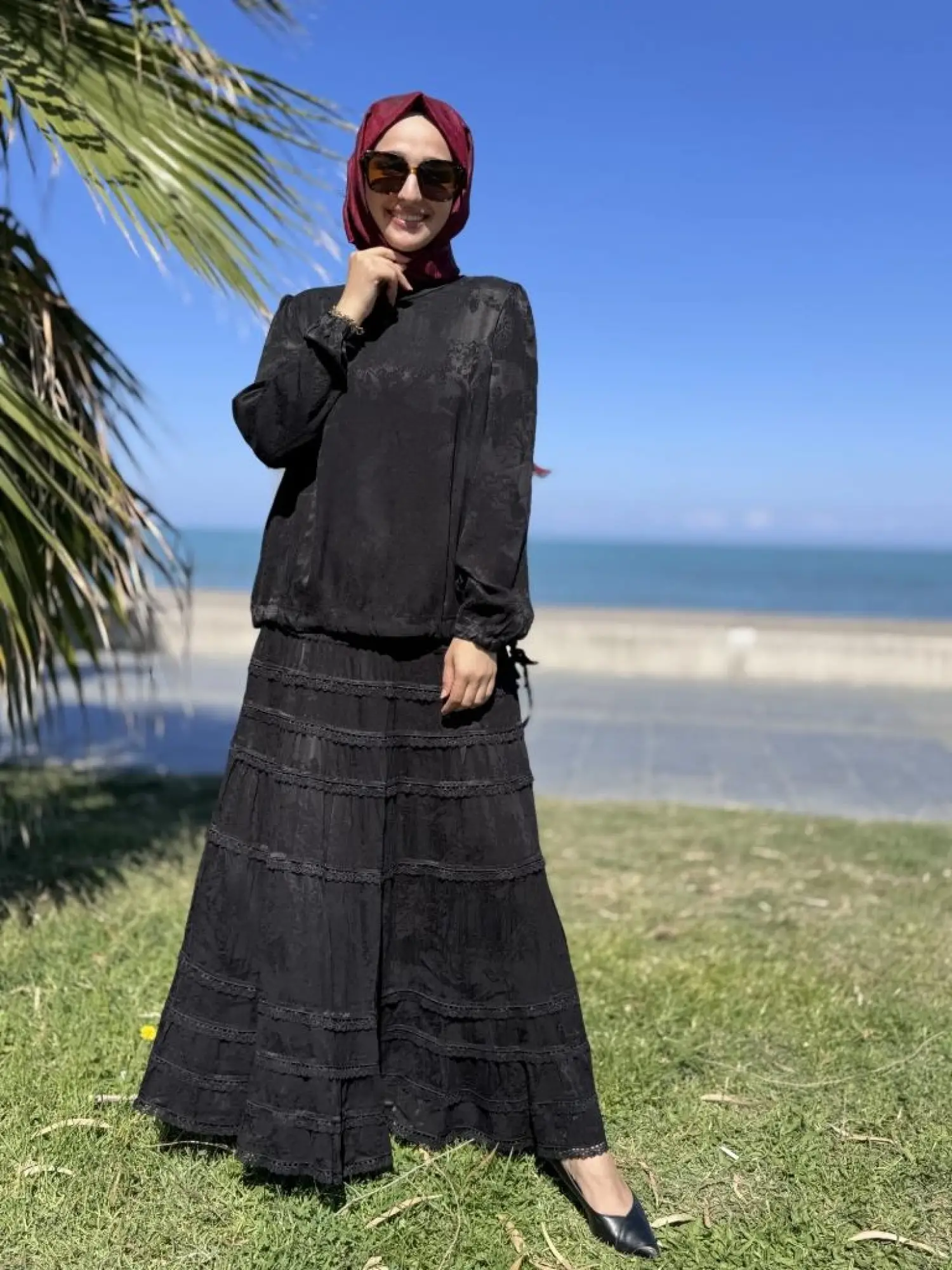 Misswhence Fistolu Cupra İpek Etek Bluz Takım 38025