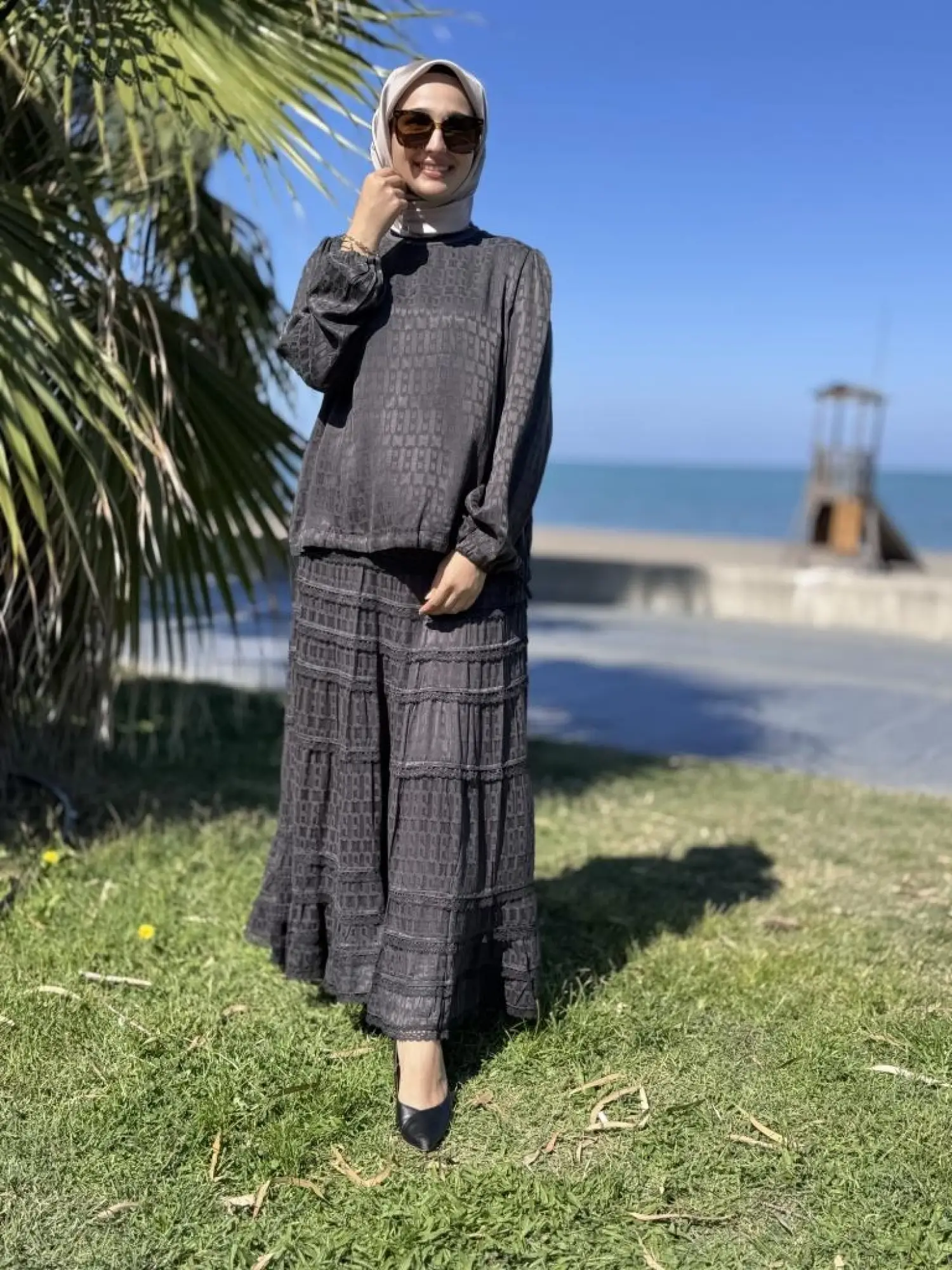 Misswhence Fistolu Cupra İpek Etek Bluz Takım 38025