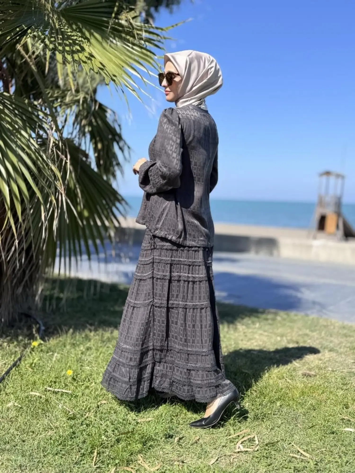 Misswhence Fistolu Cupra İpek Etek Bluz Takım 38025