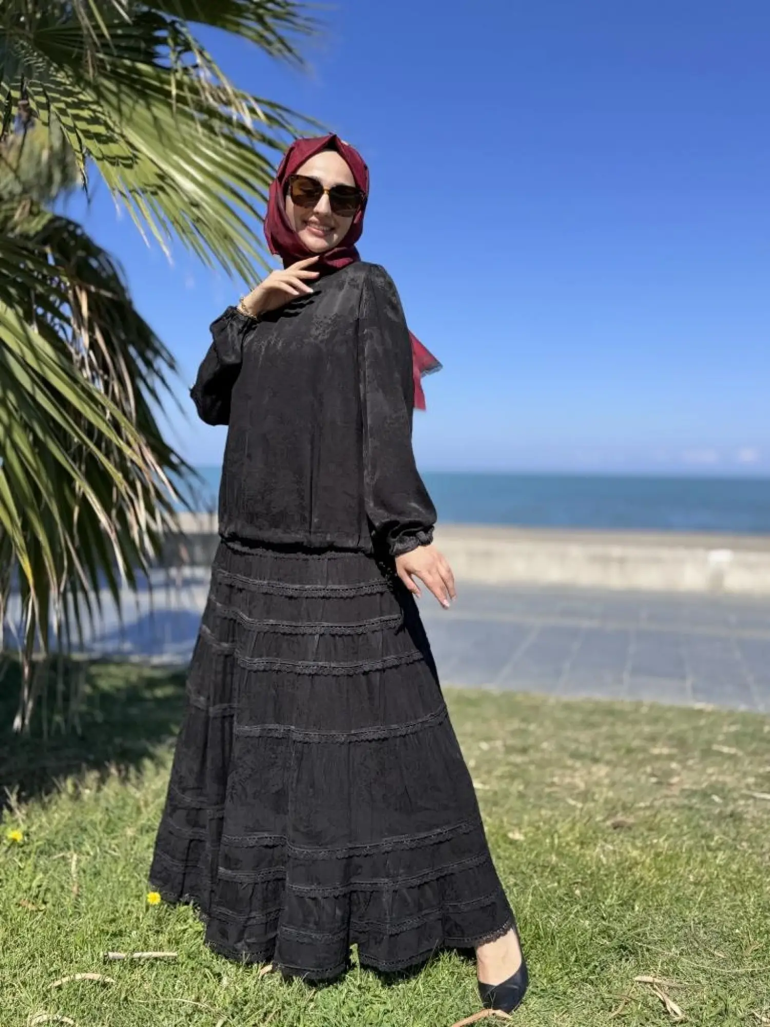 Misswhence Fistolu Cupra İpek Etek Bluz Takım 38025