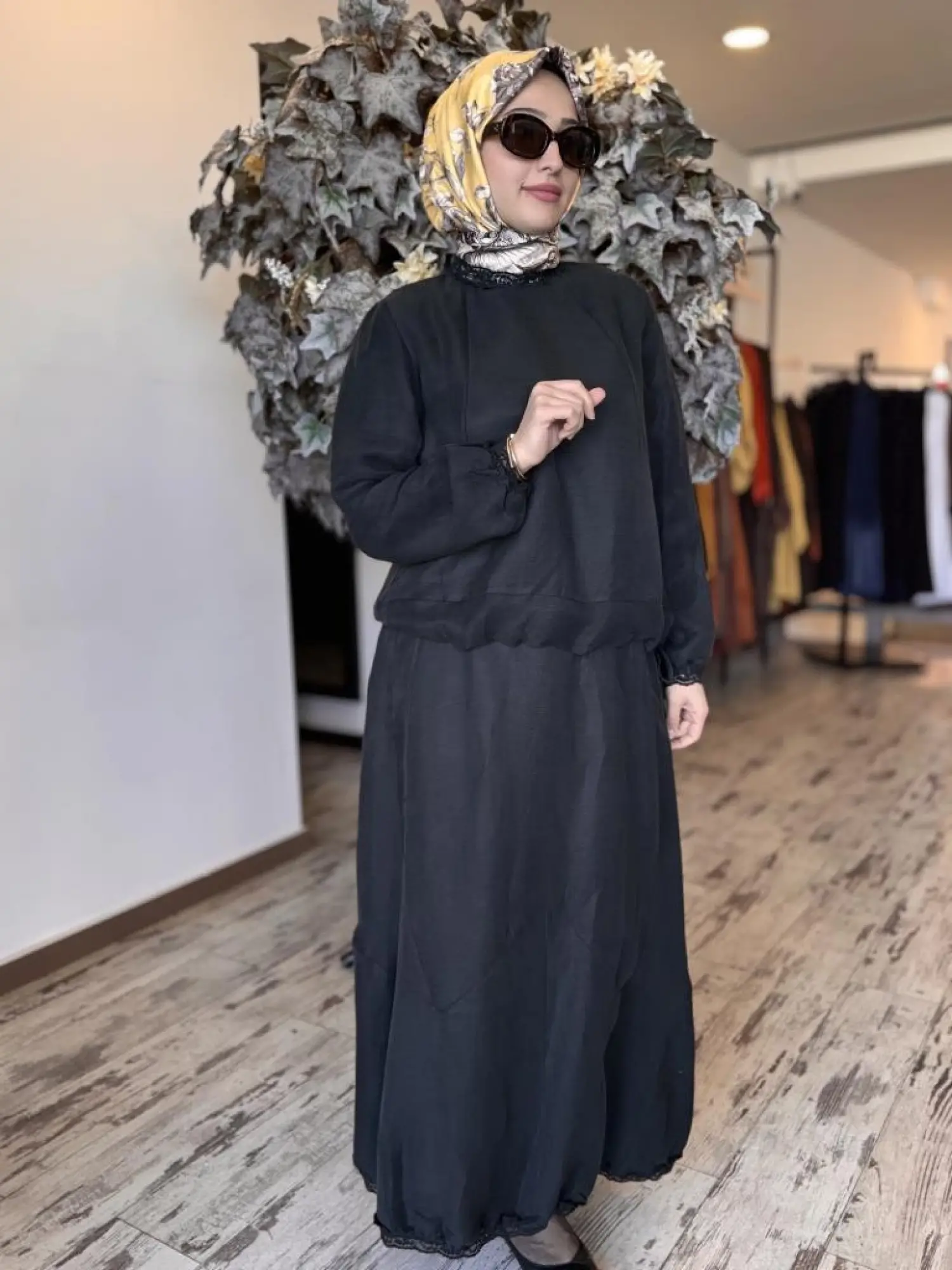 Misswhence Fistolu İpek Keten Bluz Etek Takım 37000