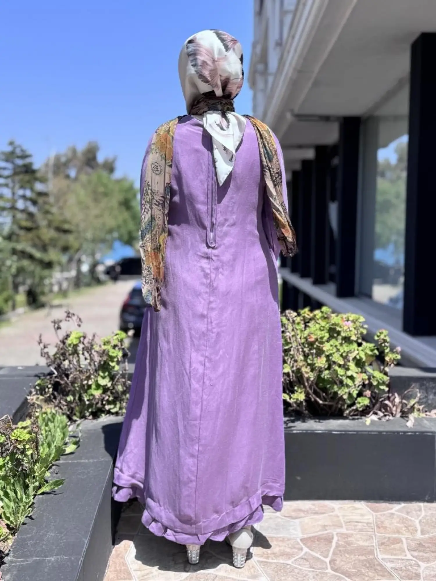 Misswhence Fular Ve Cep Detaylı  Büyük Beden Keten Elbise V3135